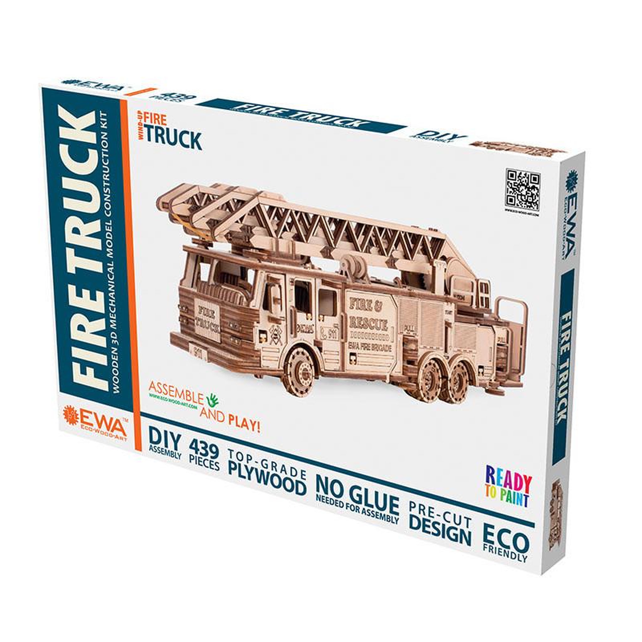 Voir la diapositive 2 : ECO WOOD ART Maquette 3D en bois - Camion de pompier 37,8 cm