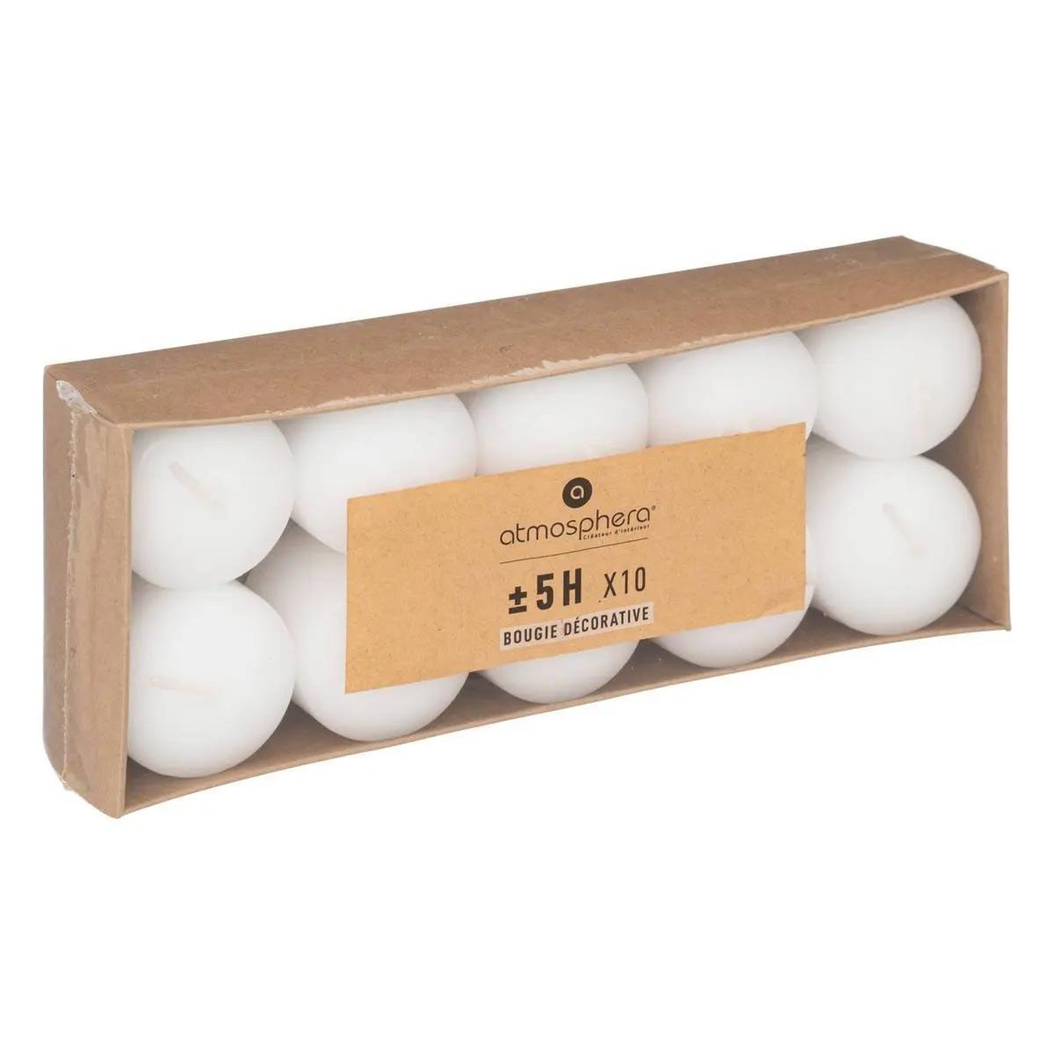 COMPTOIR DE LA BOUGIE Lot de 10 bougies  votives  3,8cm blanc