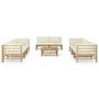 Voir la diapositive 2 : VIDAXL Salon de jardin 9 pcs avec coussins blanc creme bambou