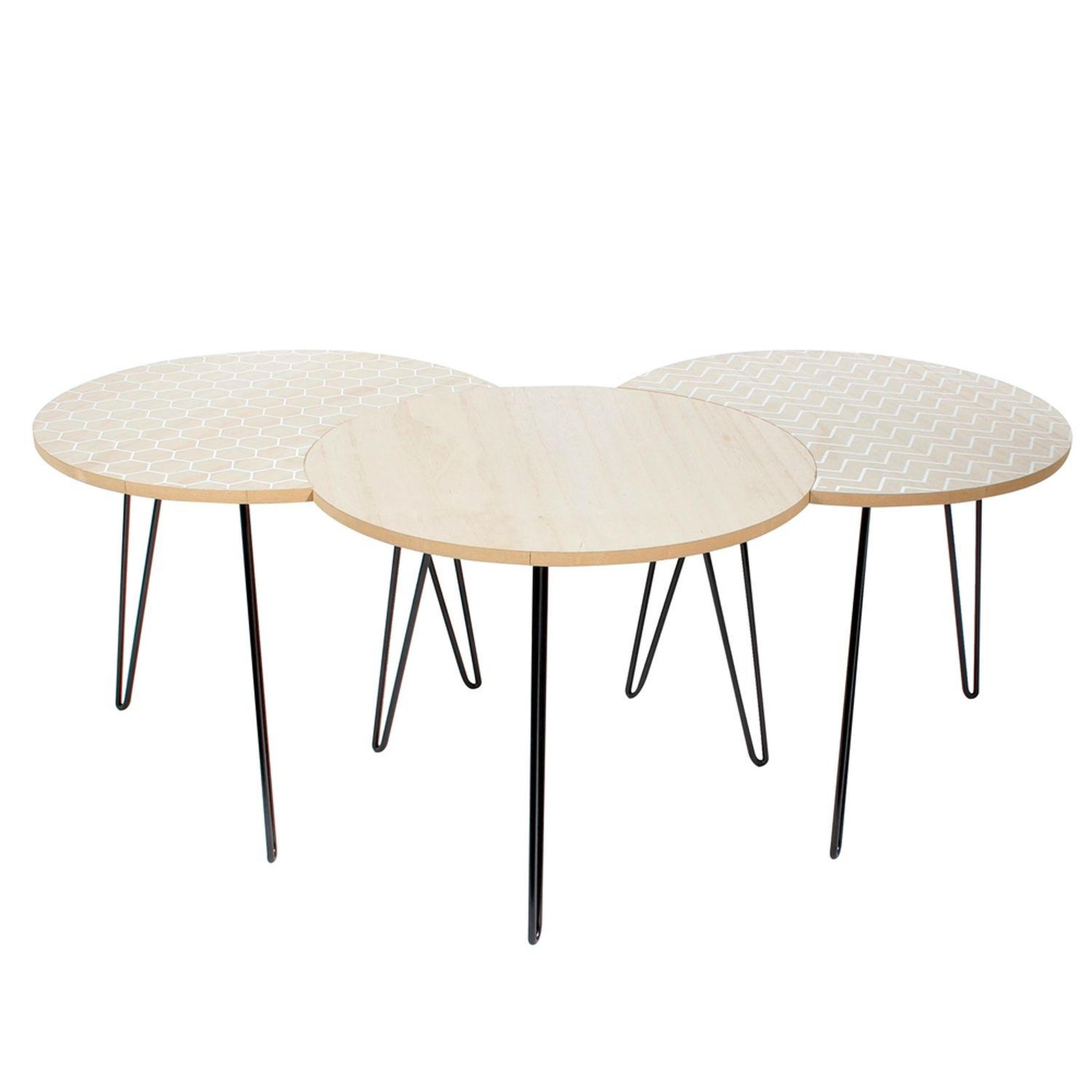 The Home Deco Factory 3 tables scandinaves - diam. 45 cm. Coloris disponibles : Beige