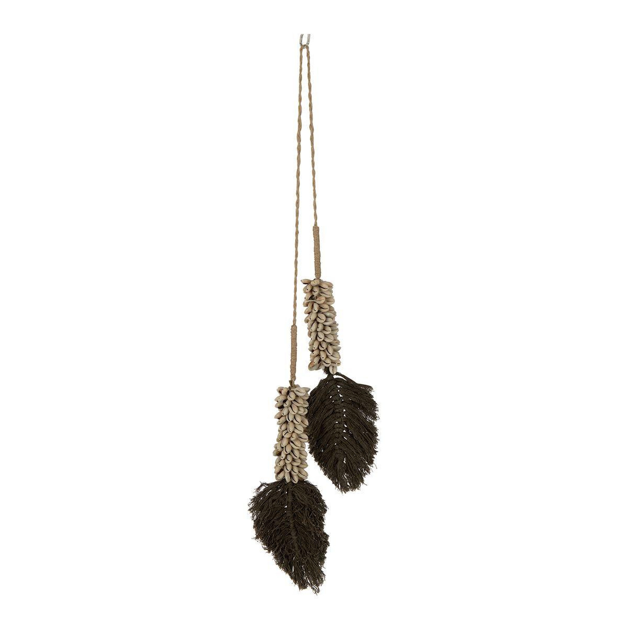 J-LINE Décoration coquillages à suspendre  cauris  66cm marron
