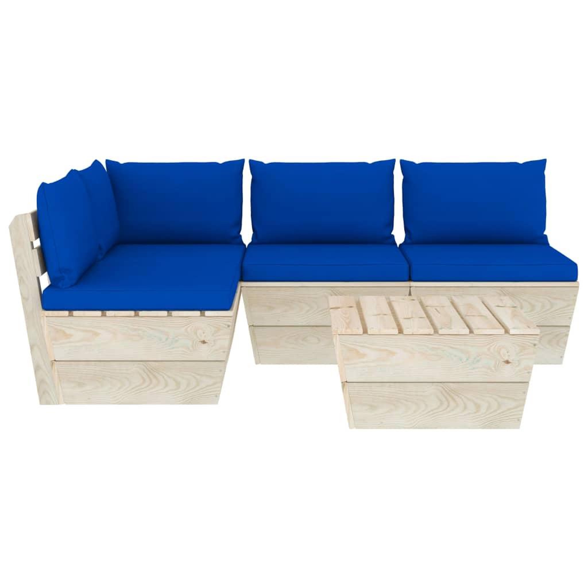 Voir la diapositive 3 : VIDAXL Salon de jardin palette 5 pcs avec coussins bois d'epicea