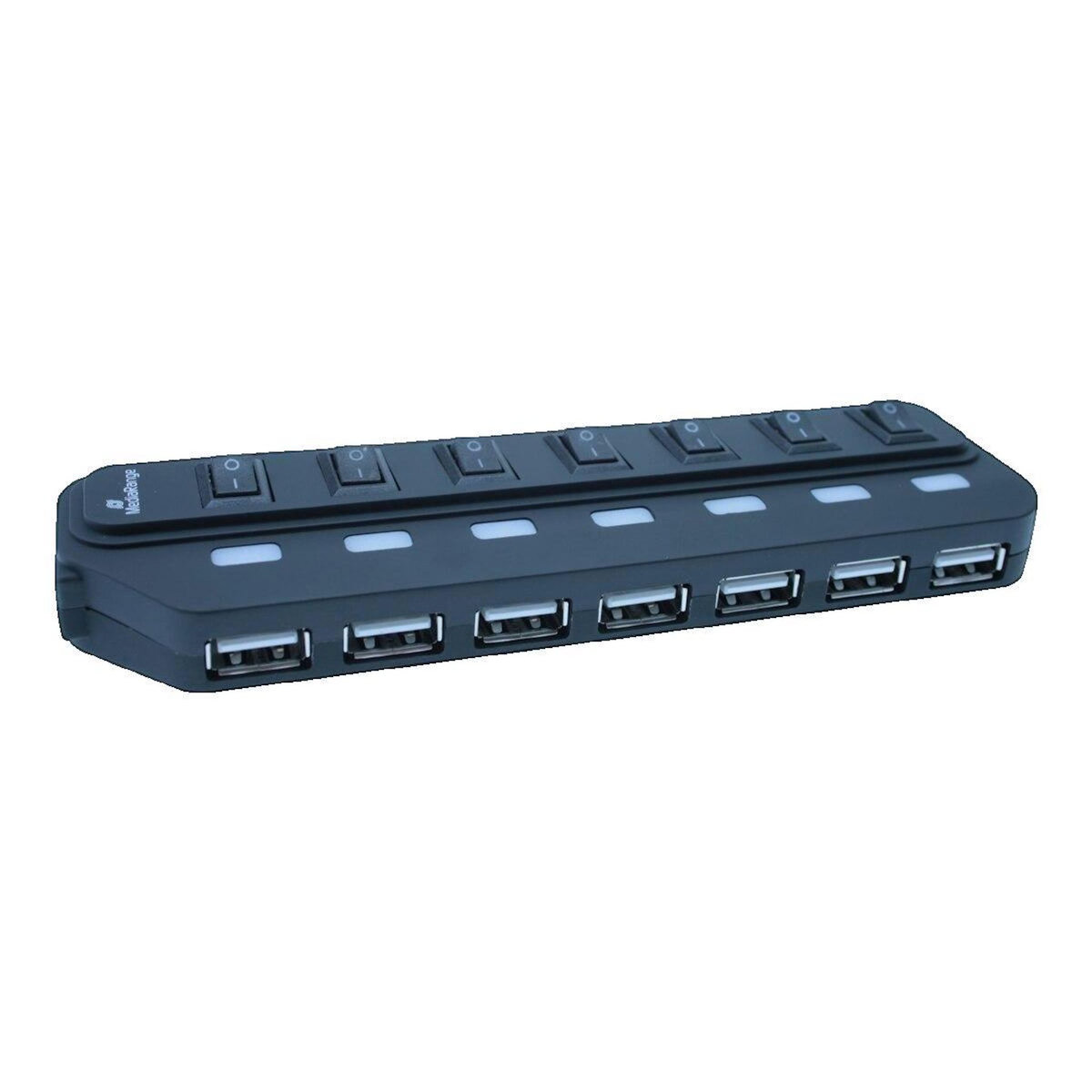 Media-Tech Hub USB MediaRange MRCS504 avec 7 ports et interrupteurs individuels