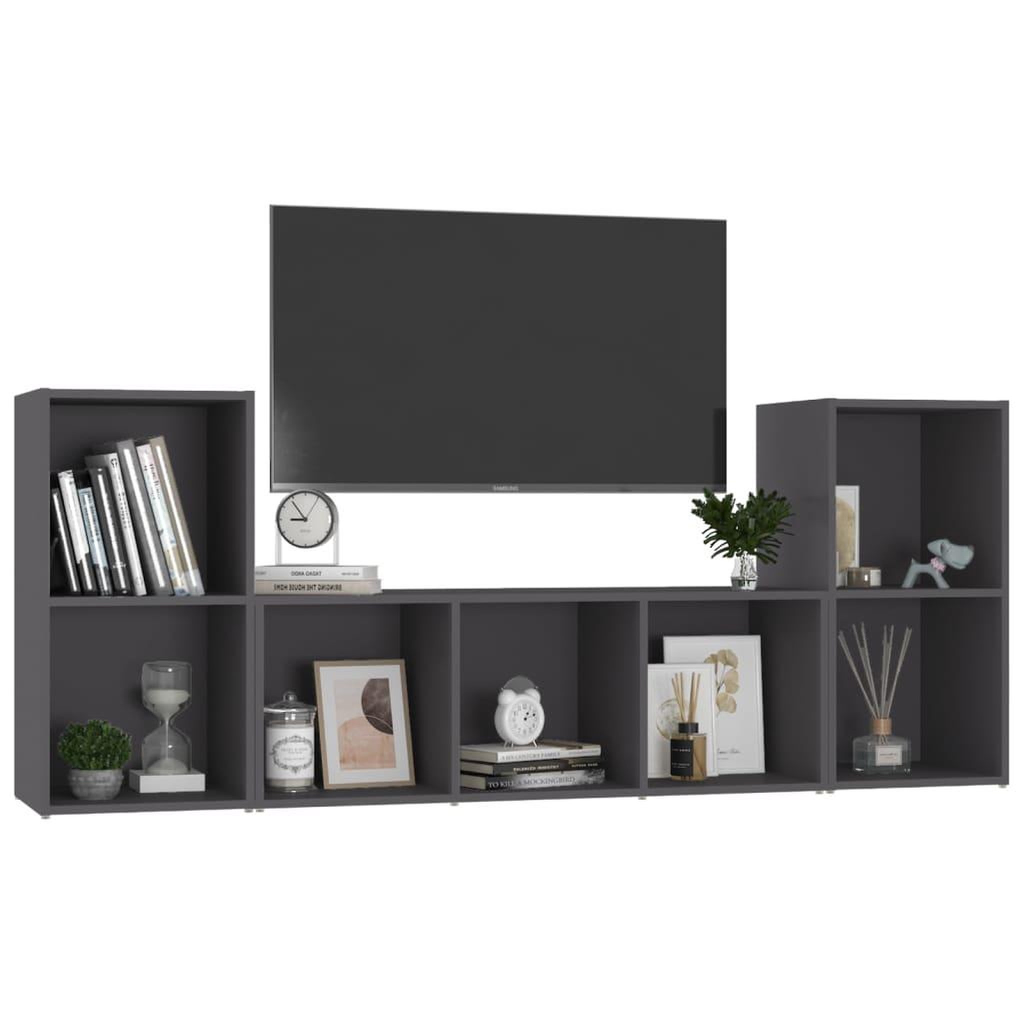 Voir la diapositive 3 : VIDAXL Ensemble de meubles TV 3 pcs Gris Bois d'ingenierie