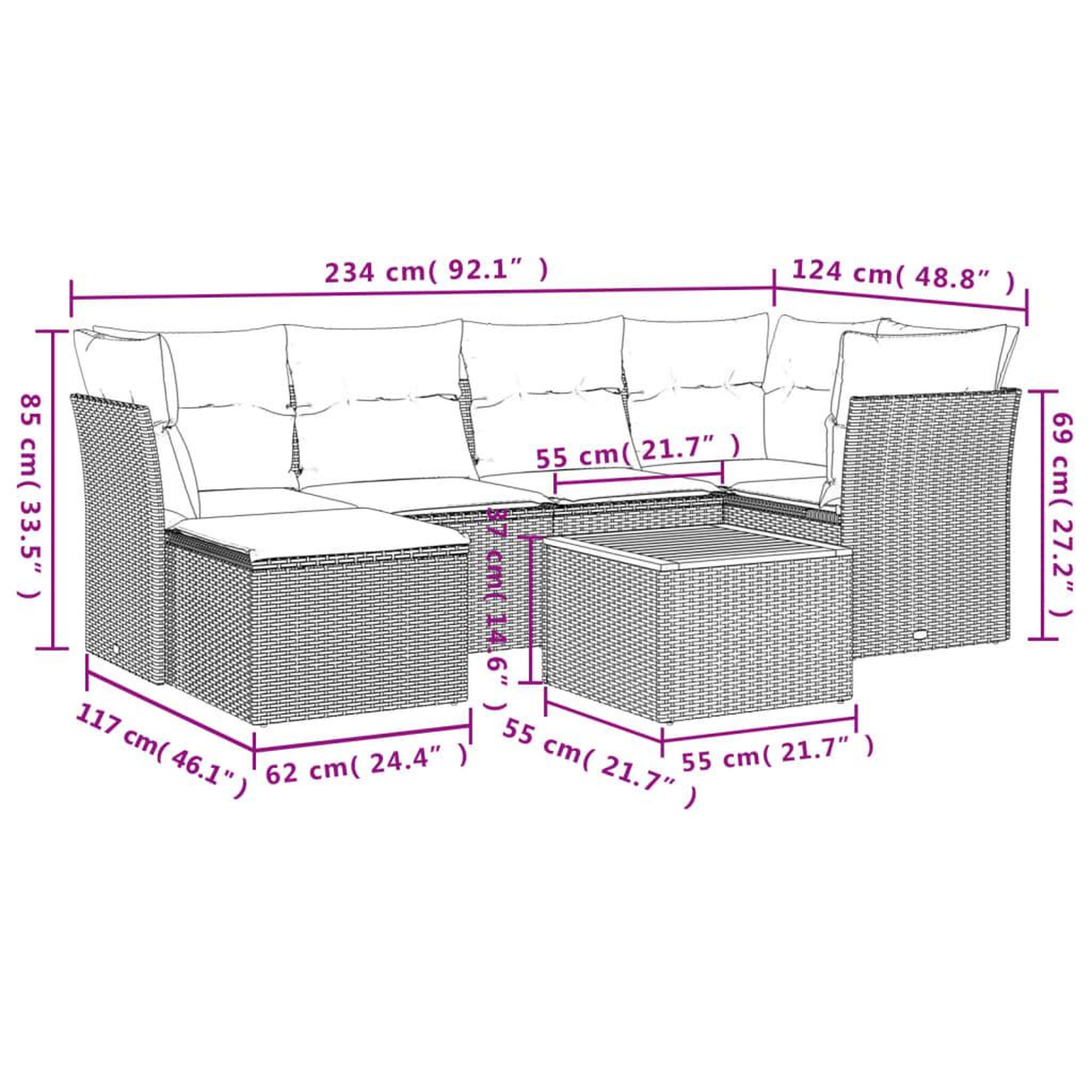 Voir la diapositive 6 : VIDAXL Salon de jardin 7 pcs avec coussins noir resine tressee