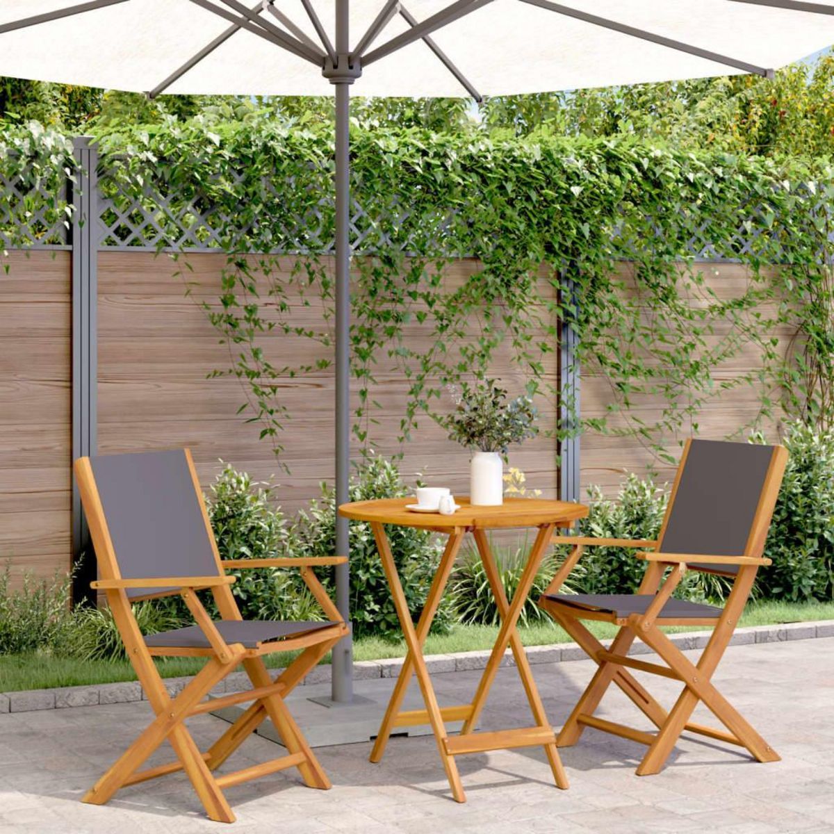 VIDAXL Ensemble de bistro 3 pcs anthracite tissu et bois massif