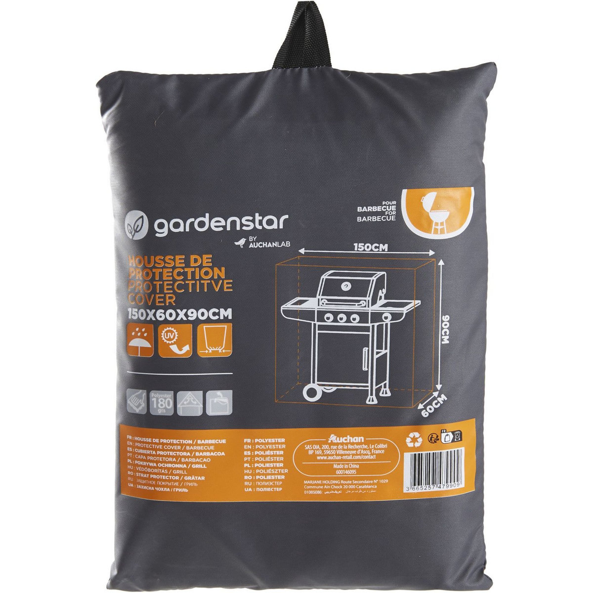 GARDENSTAR Housse de protection Barbecue - Polyester - 150x60x90cm