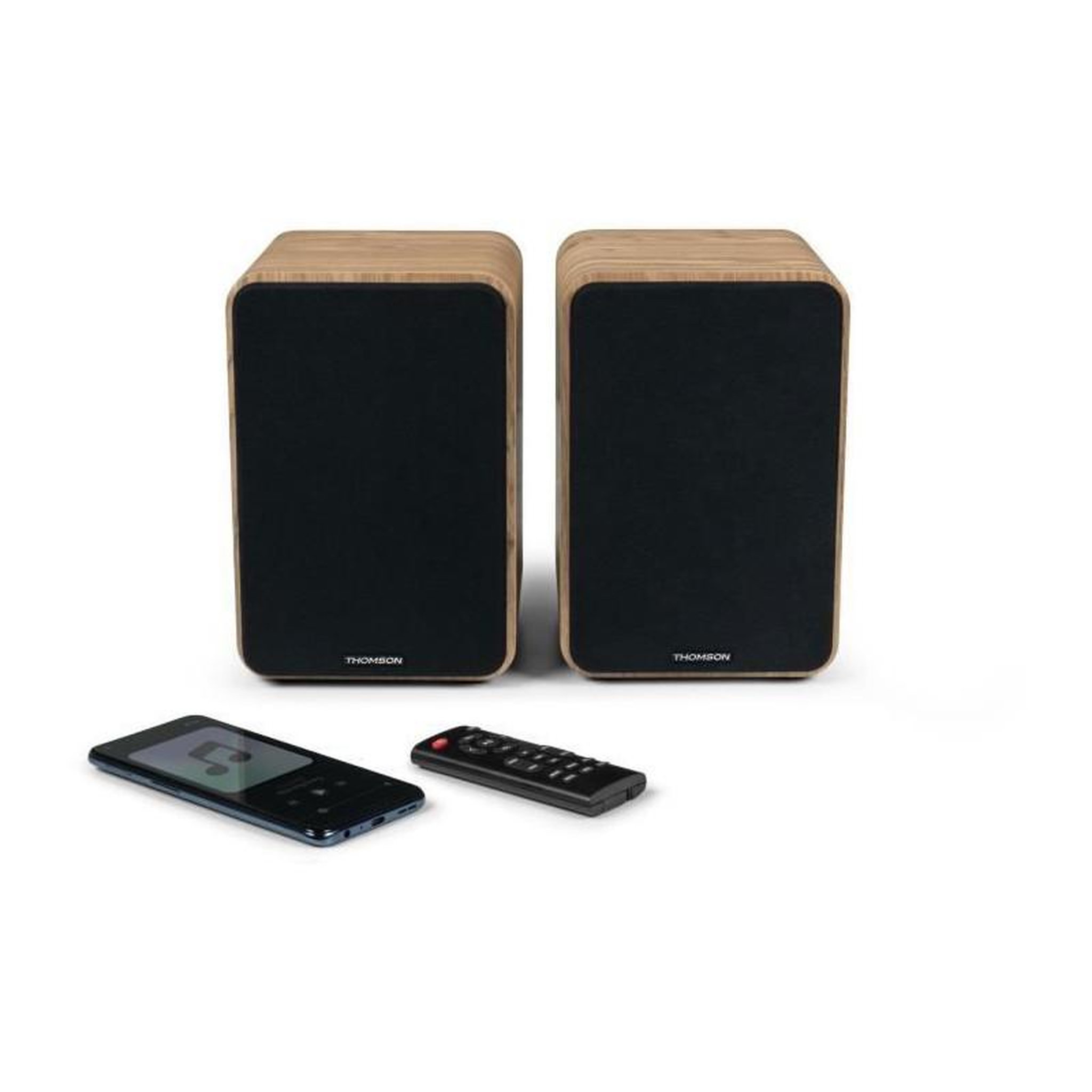 Voir la diapositive 5 : THOMSON THOMSON WS602DUO - Ensemble de 2 enceintes avec caisson en bois - 100W - Bluetooth 5.0 - 2 sorties RCA - Bois clair