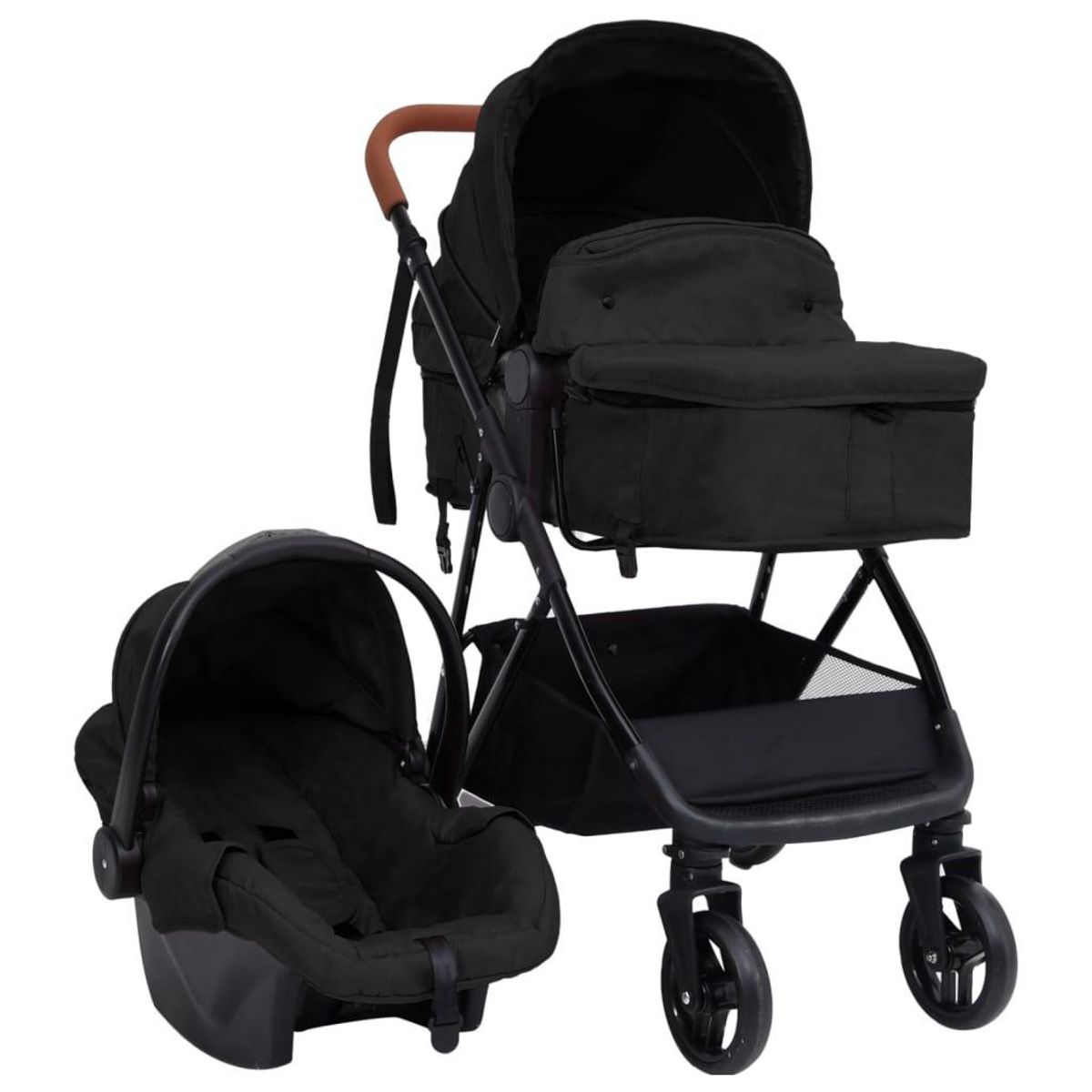 VIDAXL Poussette pour bebe 3-en-1 Anthracite et noir Acier
