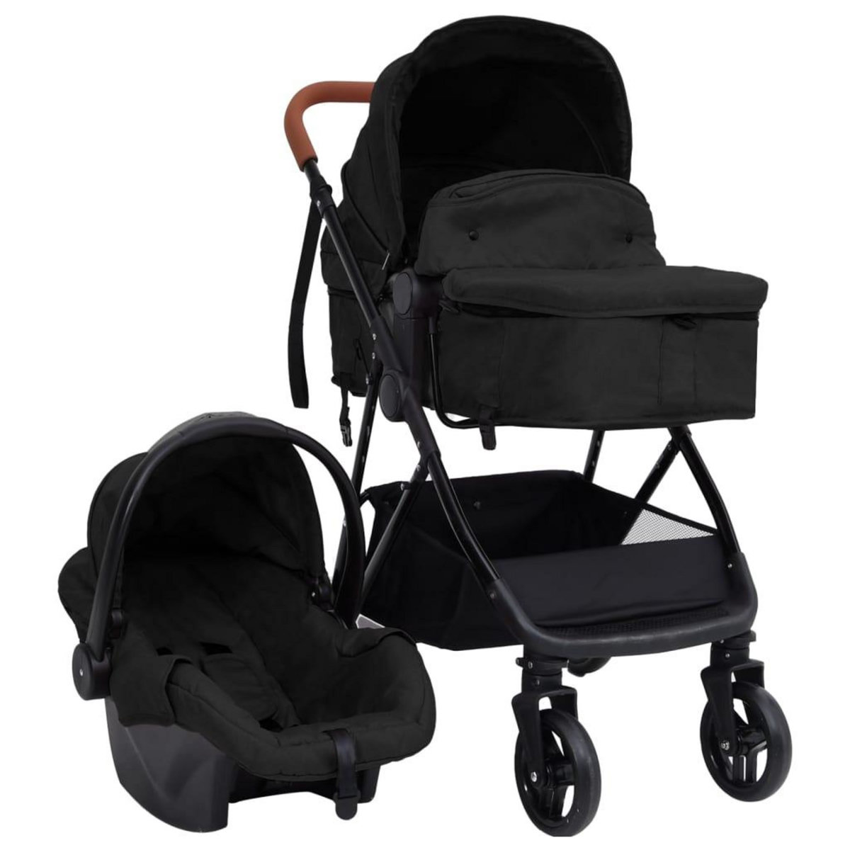 VIDAXL Poussette pour bebe 3-en-1 Anthracite et noir Acier