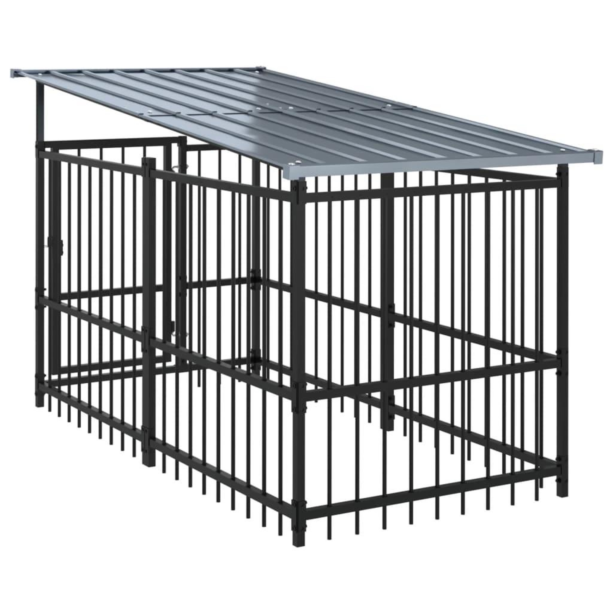 Voir la diapositive 5 : VIDAXL Chenil d'exterieur avec toit pour chiens Acier 1,88 m²