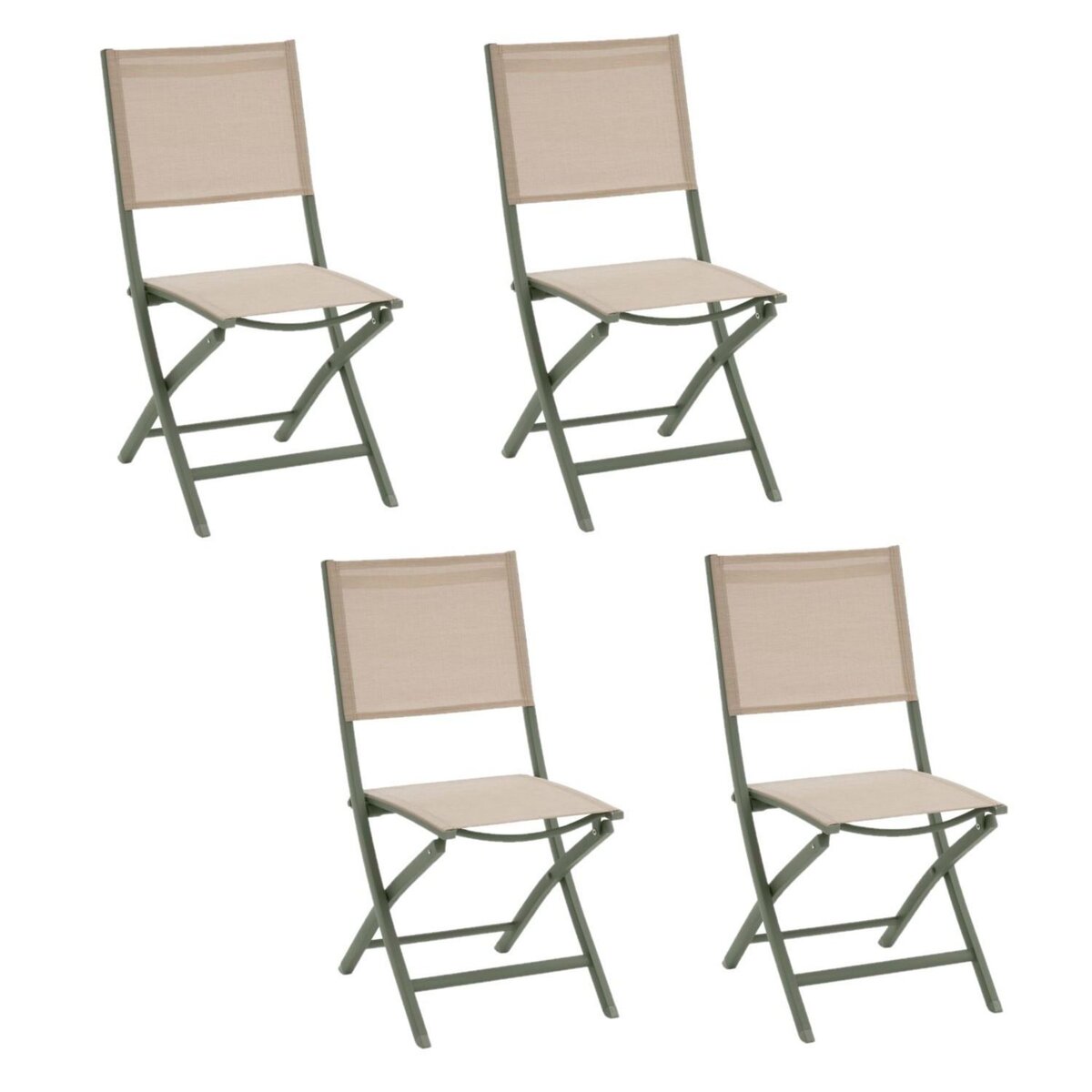 HESPERIDE Lot de 4 chaises pliantes en aluminium et texaline ESSENTIA