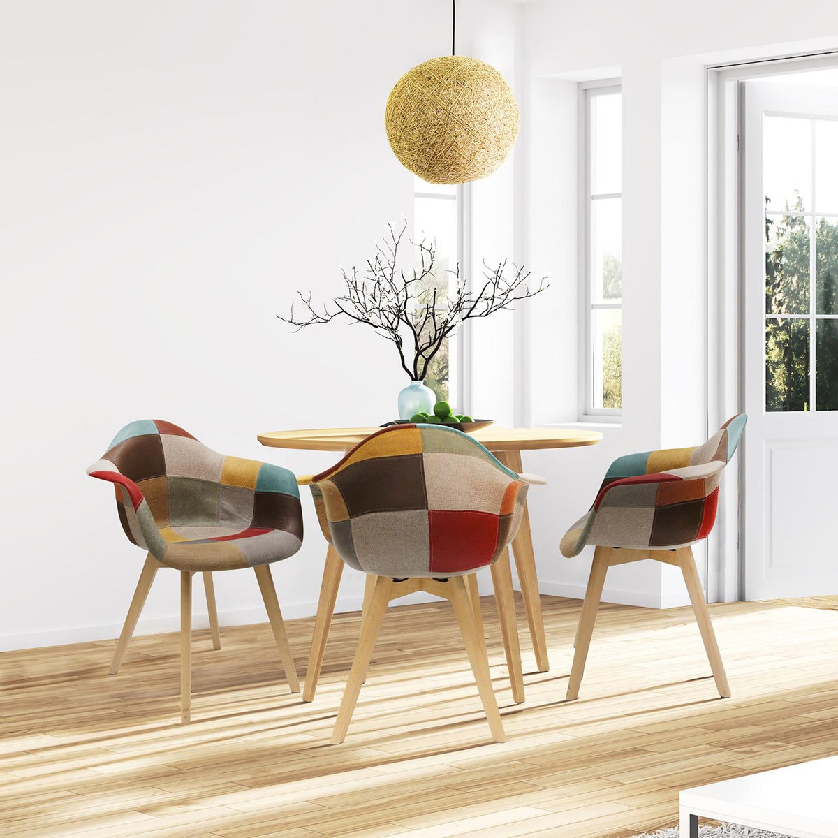 The Home Deco Factory 2 Fauteuils design scandinave Patchwork
