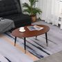 Voir la diapositive 2 : HOMCOM Table basse table d'appoint ovale multifonctionnelle dim. 100 x 60 x 42 cm aspect teck foncé