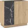 HOMIFAB Buffet 2 portes effet bois et marbre noir 80 cm - Dilan