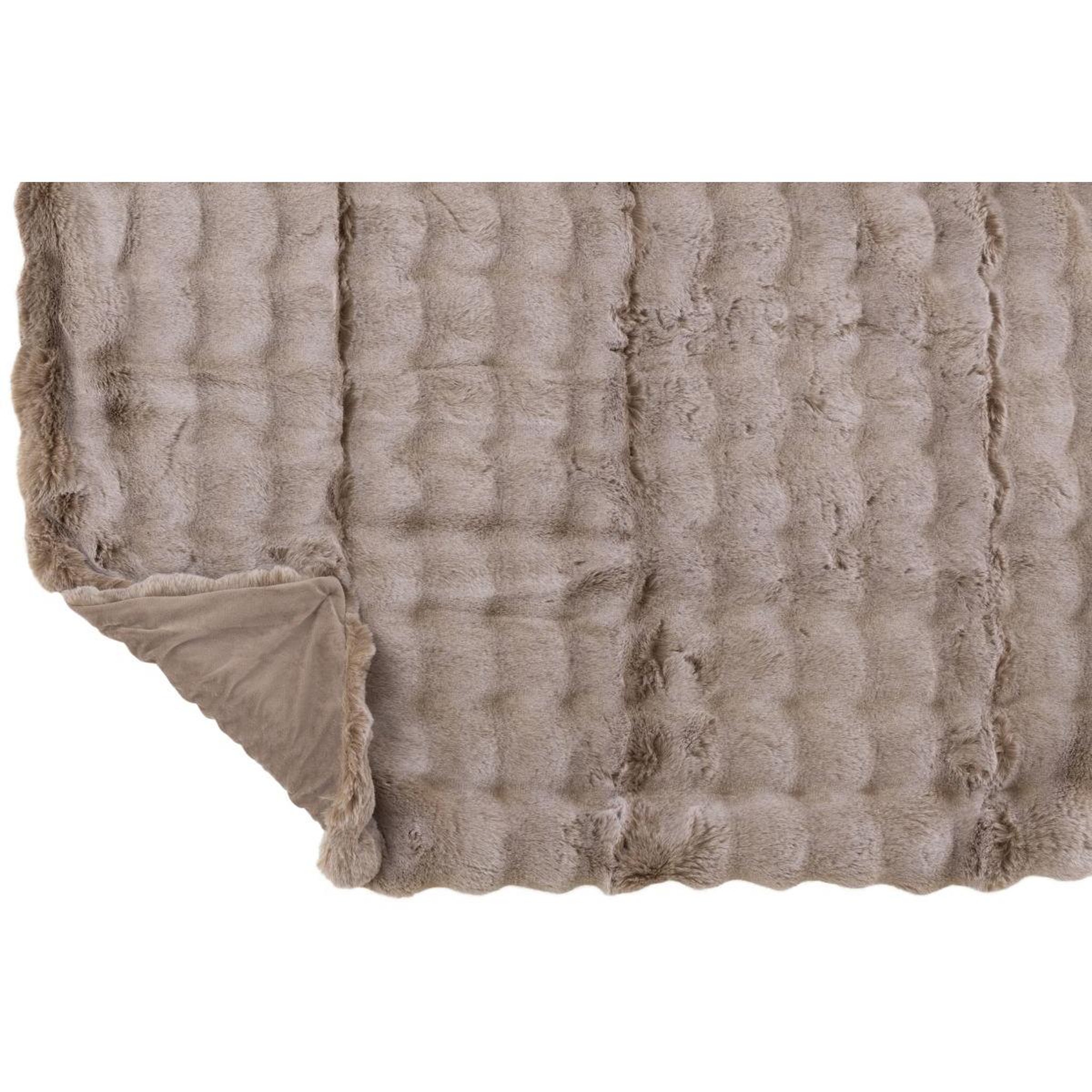 Voir la diapositive 2 : J-LINE Plaid uni  wave  130x180cm taupe