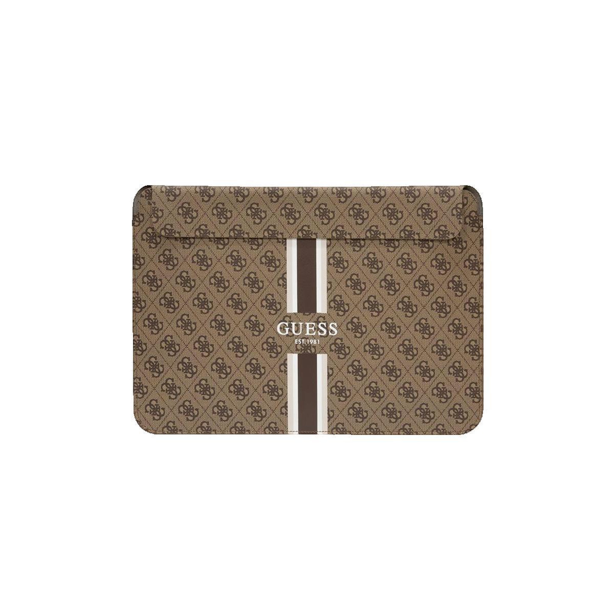 GUESS Housse ordinateur Guess 4G Printed Stripes marron cuir 16 pouces