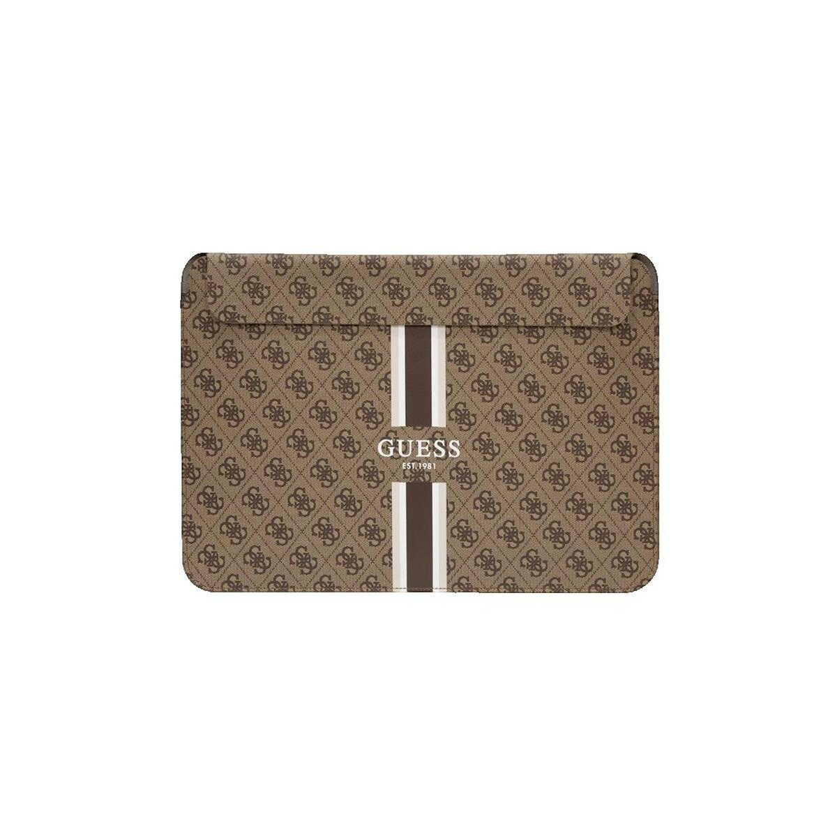 GUESS Housse ordinateur Guess 4G Printed Stripes marron cuir 16 pouces