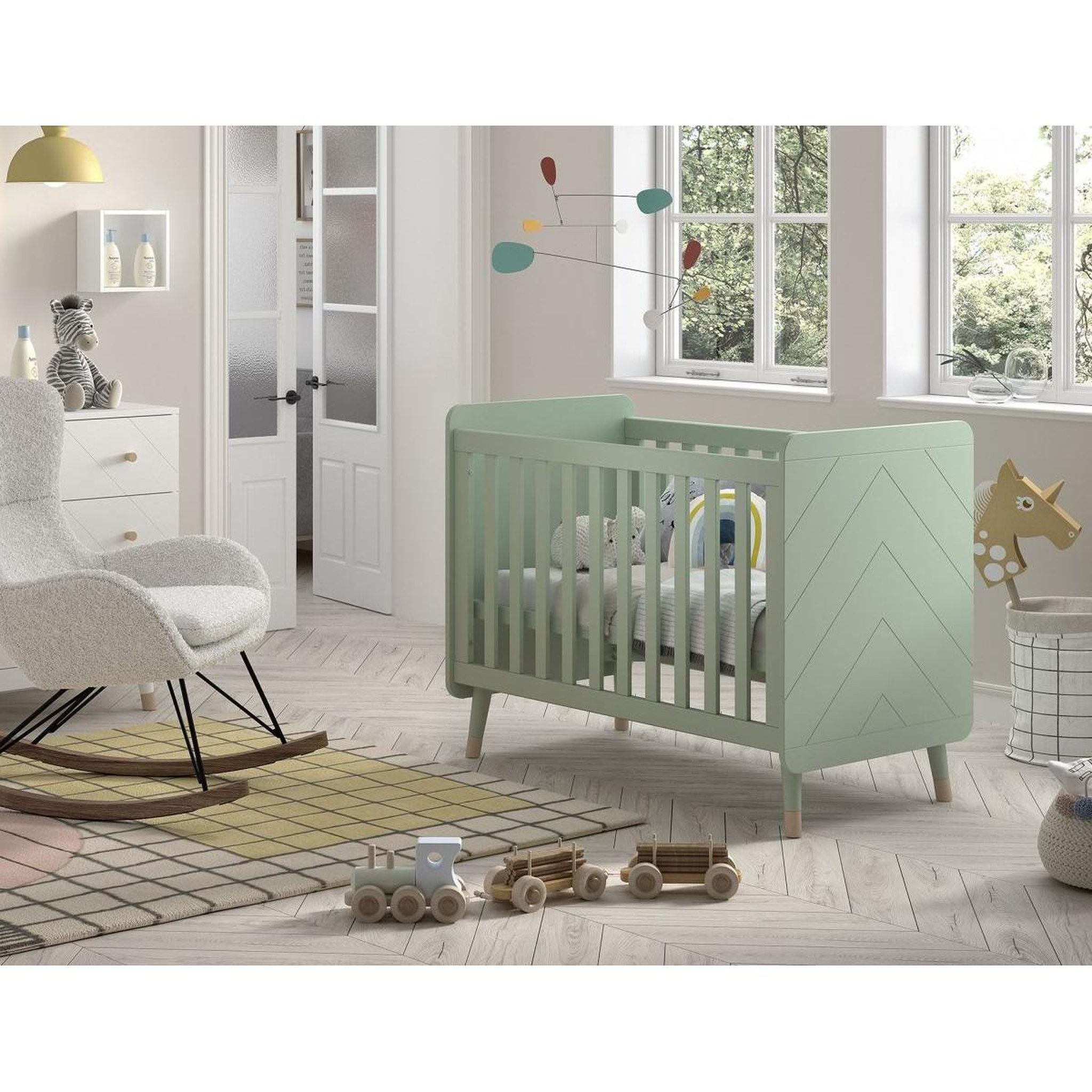Voir la diapositive 2 : Vipack Billy Lit Bebe 60x120 Cm Olive vert