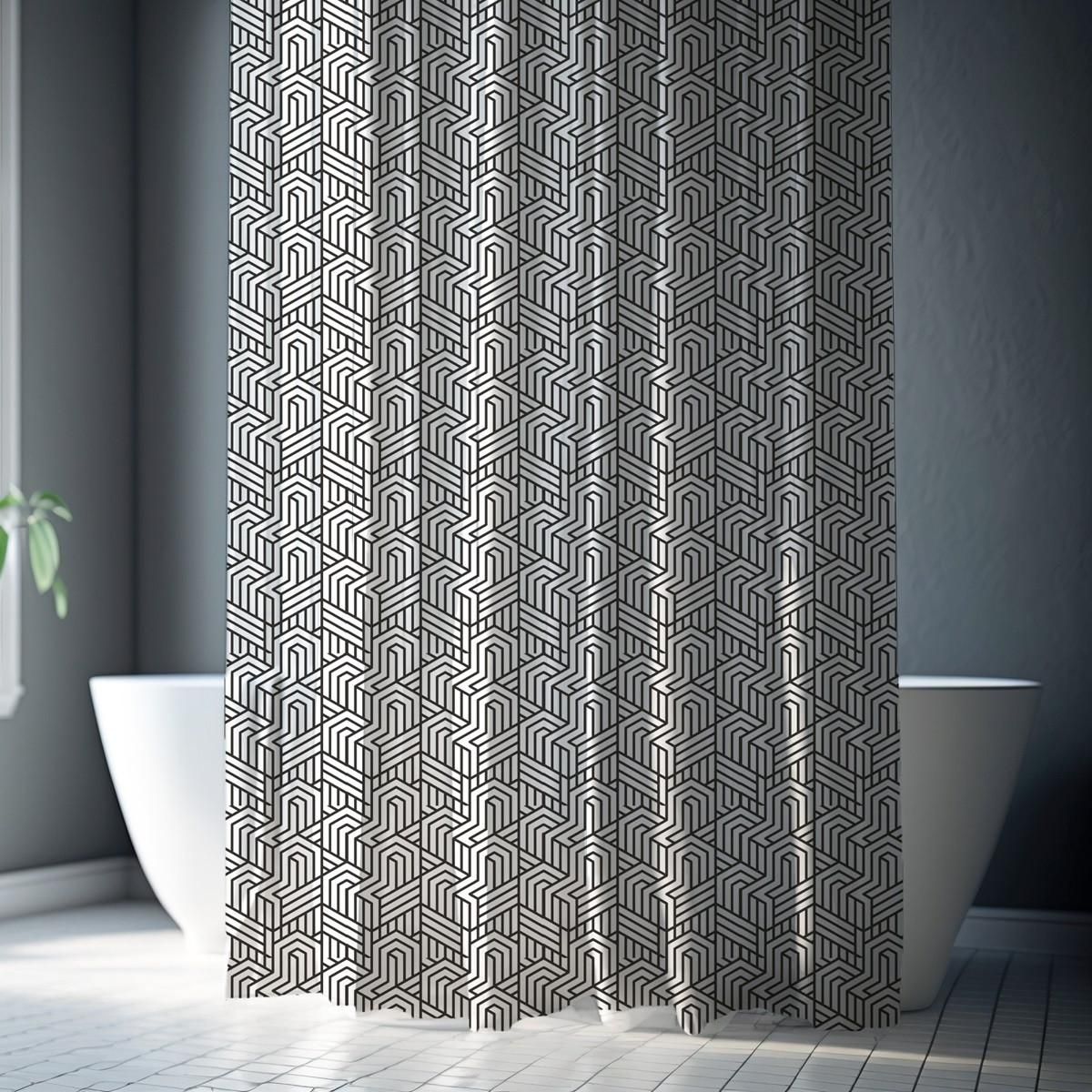 GUY LEVASSEUR Rideau de douche imprimé géométrique en polyester URBAN