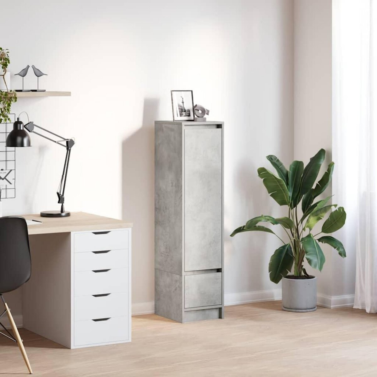 VIDAXL Buffet haut gris beton 29,5x34x119,5 cm bois d'ingenierie