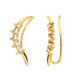 L'ATELIER D'AZUR Boucles d'Oreilles Or 18 Carats 750 Jaune - Contours Grimpeurs - Etoiles