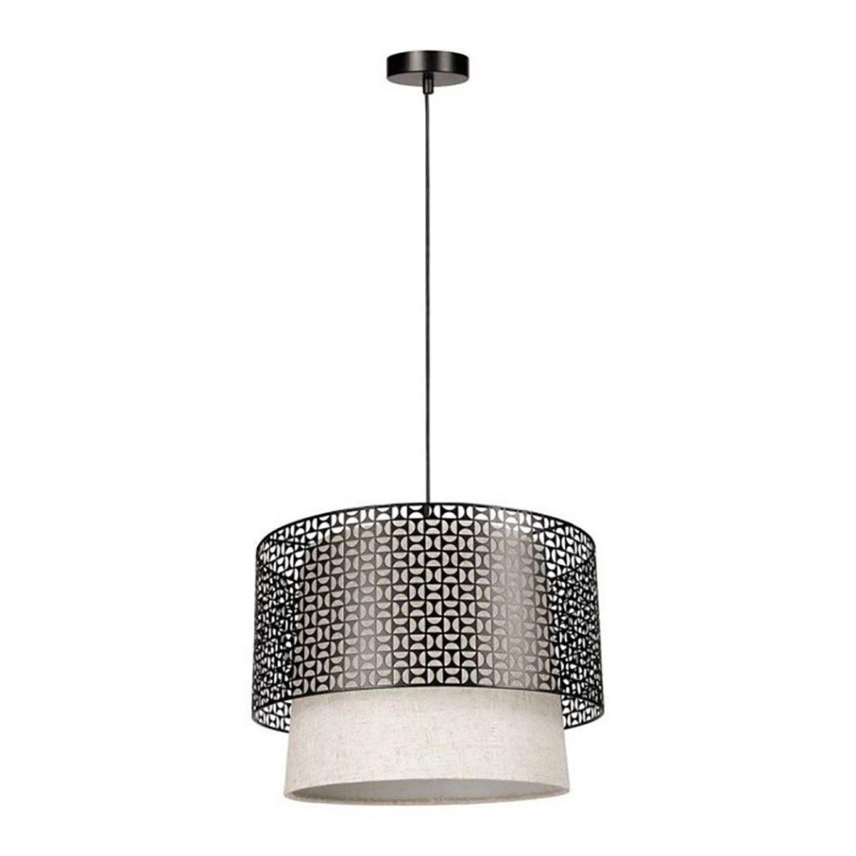 OSTARIA Suspension cylindrique métal lin Arsène noire beige