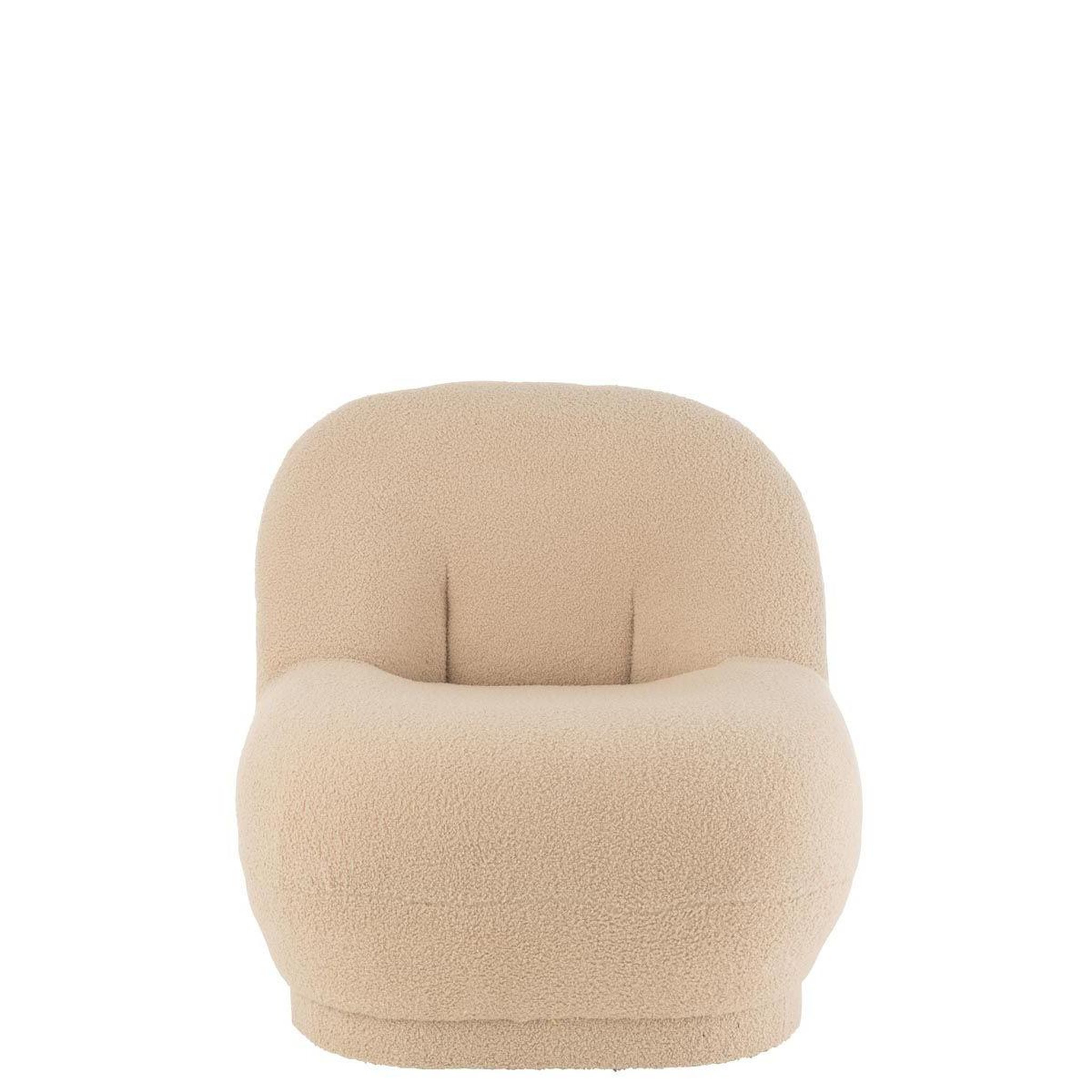 Voir la diapositive 2 : J-LINE Fauteuil design bouclette  teddy  88cm beige