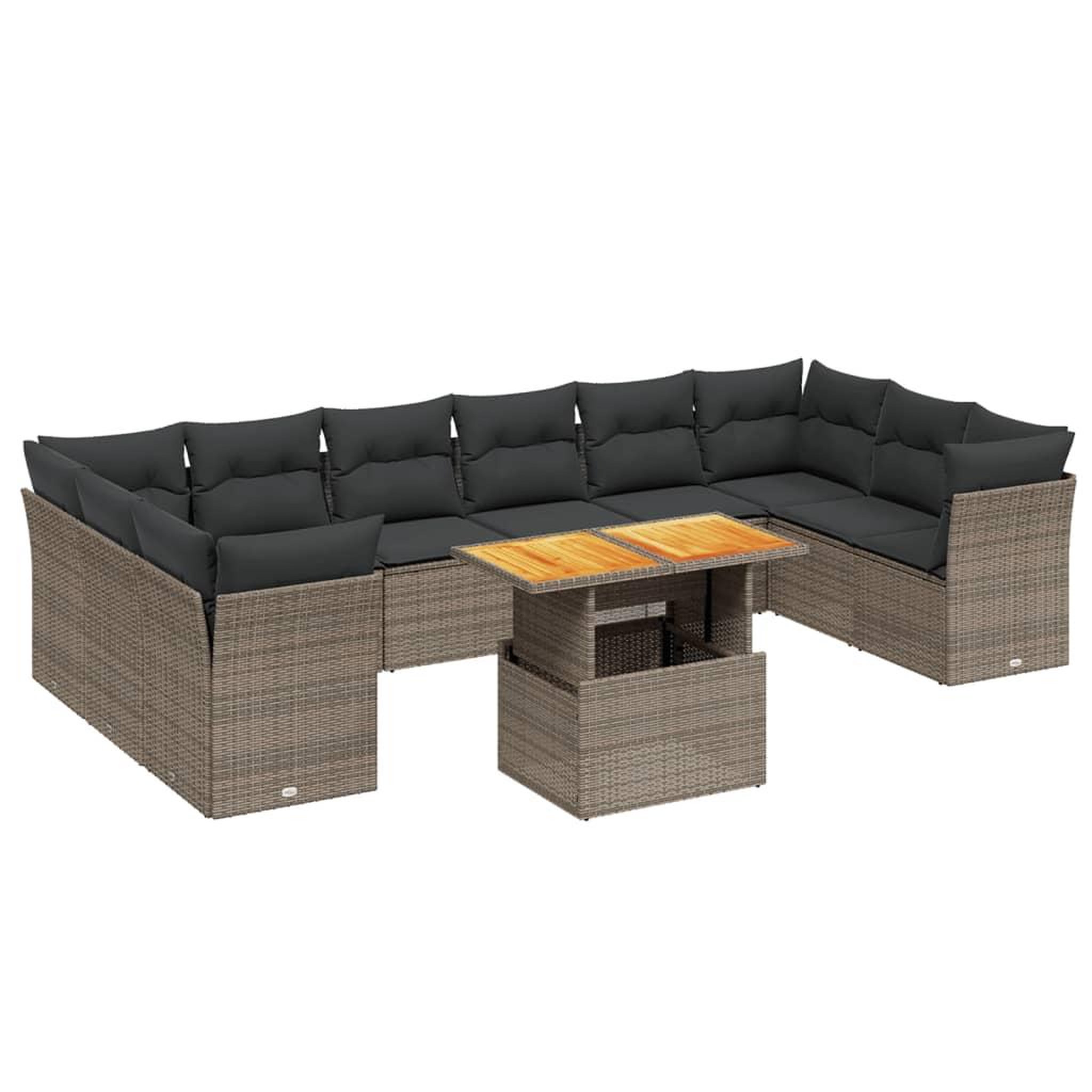 Voir la diapositive 2 : VIDAXL Salon de jardin 11 pcs avec coussins gris resine tressee