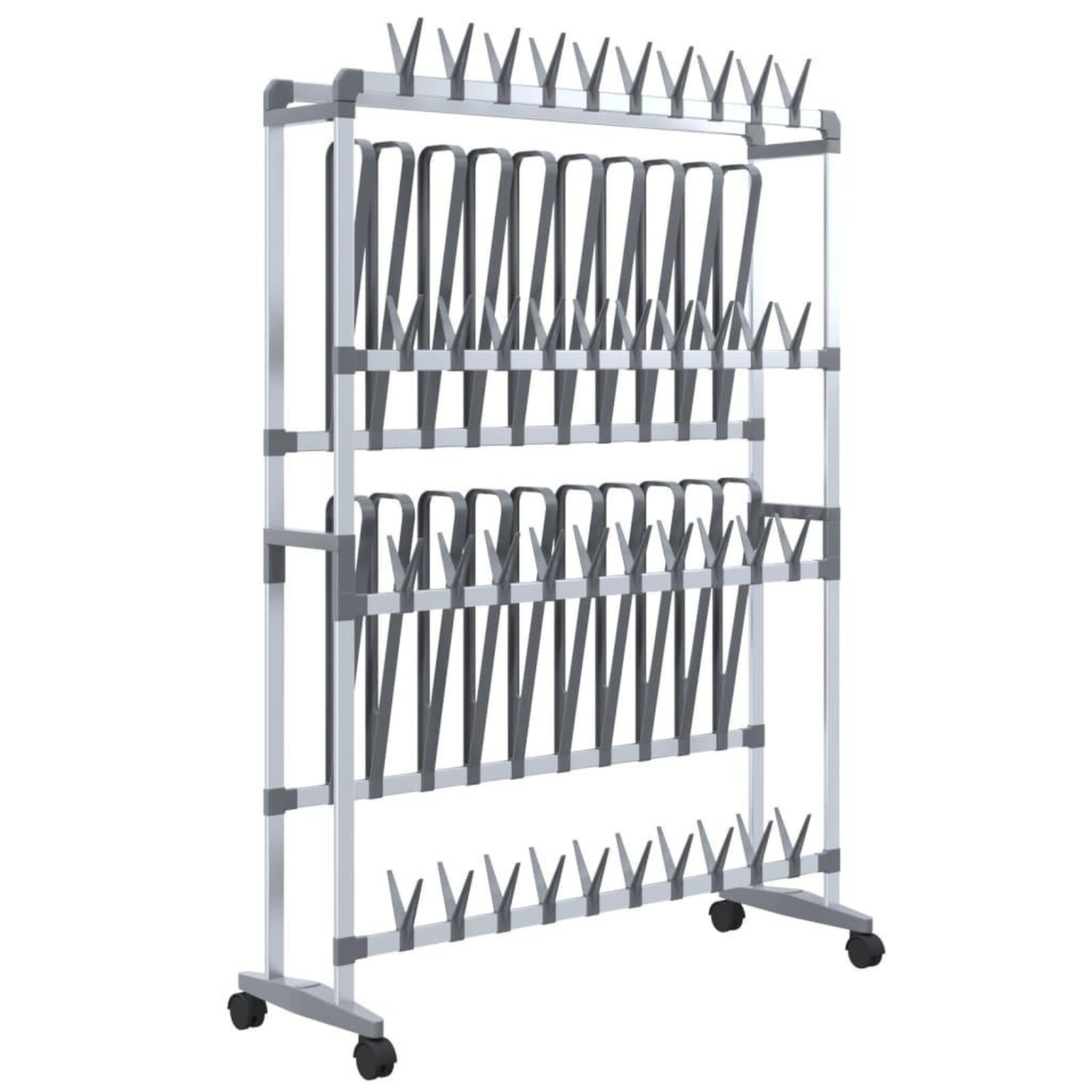 Voir la diapositive 2 : VIDAXL Etagere a chaussures avec roulettes Argente 89x27x120 cm