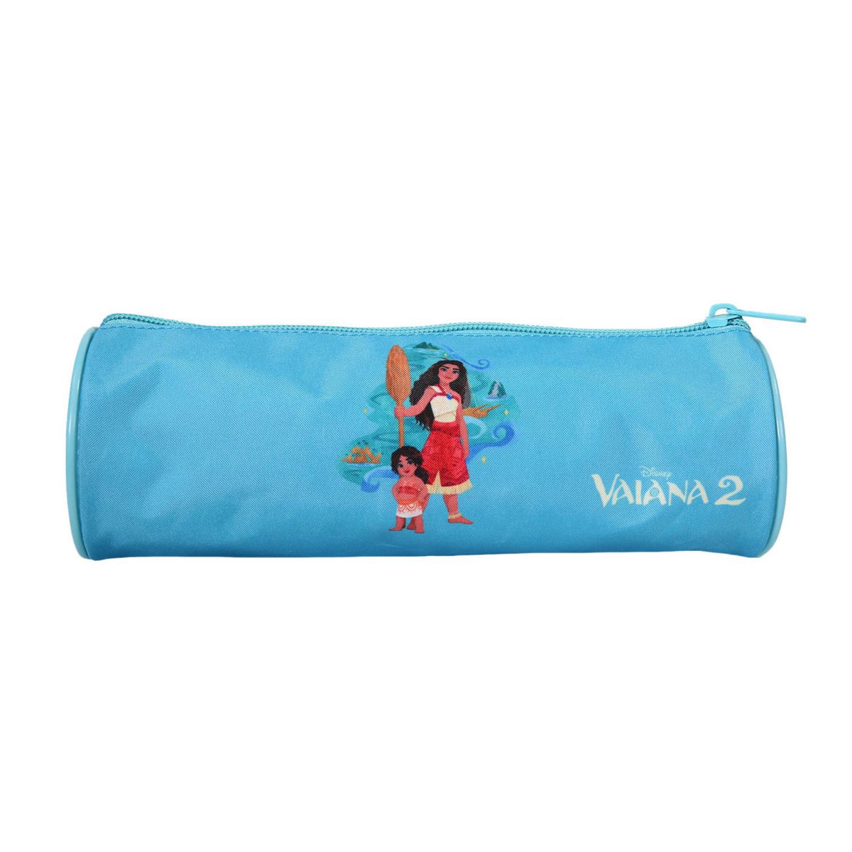 Bagtrotter Bagtrotter - Vaiana - Disney - Trousse Scolaire Ronde - Bleu - 1 Compartiment Zippé - 22x7x7cm - Matière Polyester - Accessoire et Papeterie Scolaire