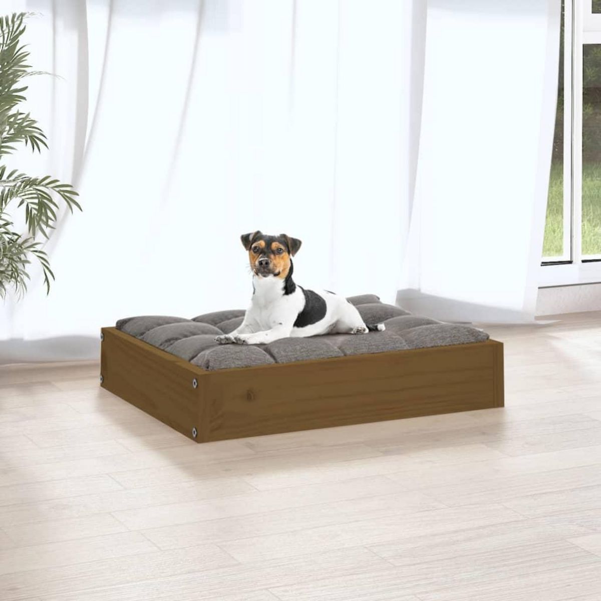 VIDAXL Lit pour chien Marron miel 51,5x44x9 cm Bois de pin solide