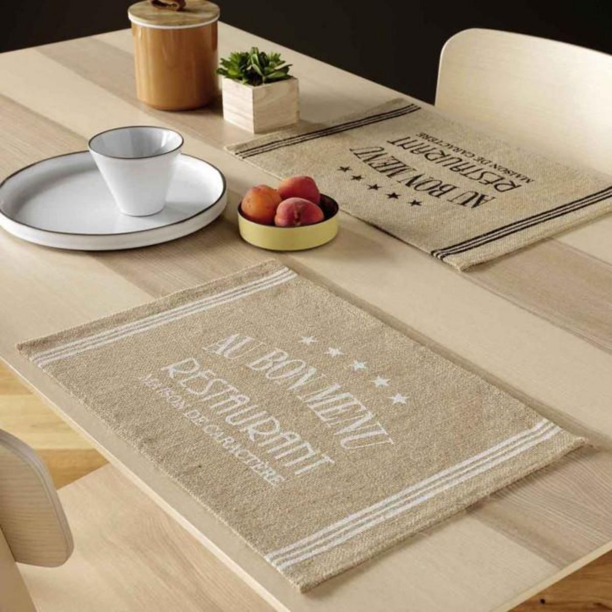 Paris Prix Set de Table en Jute  Diner  30x45cm Blanc