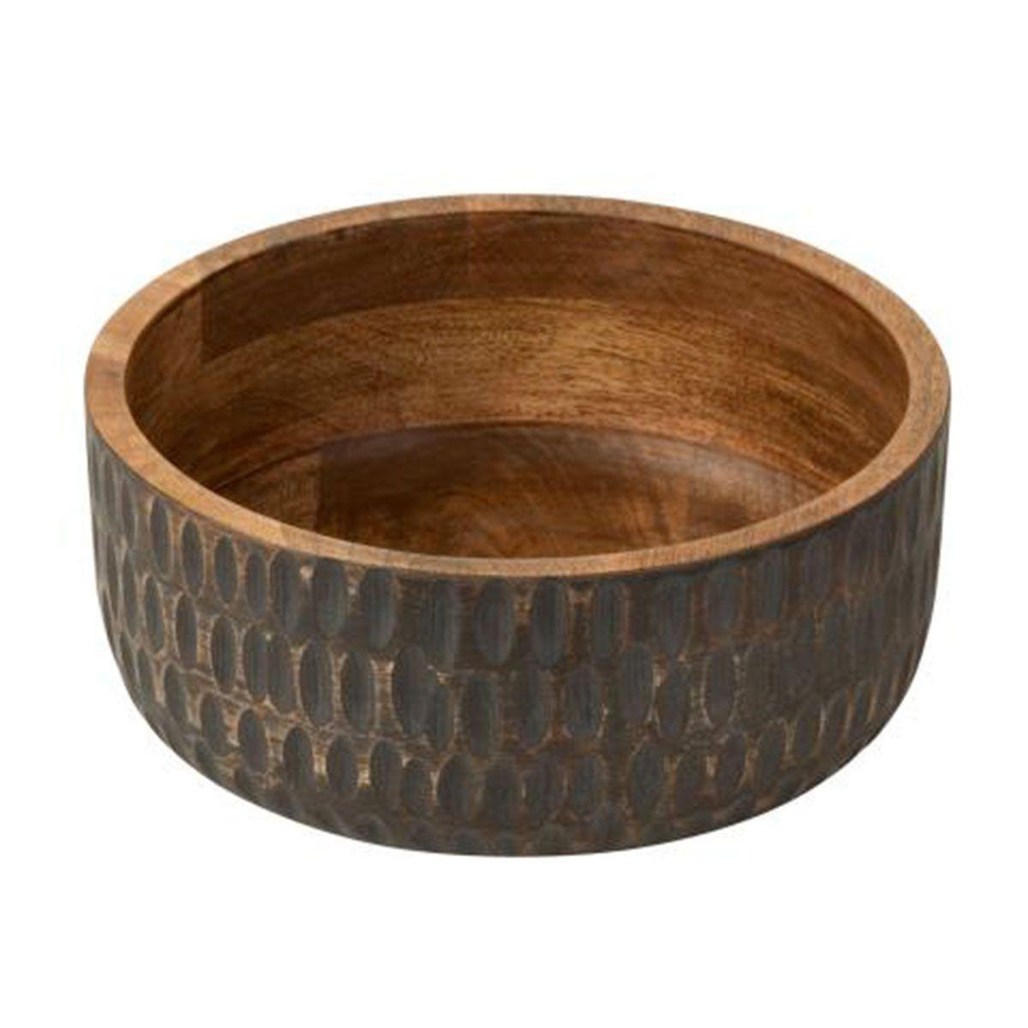 J-LINE Coupelle déco en bois  baso  25cm naturel & noir