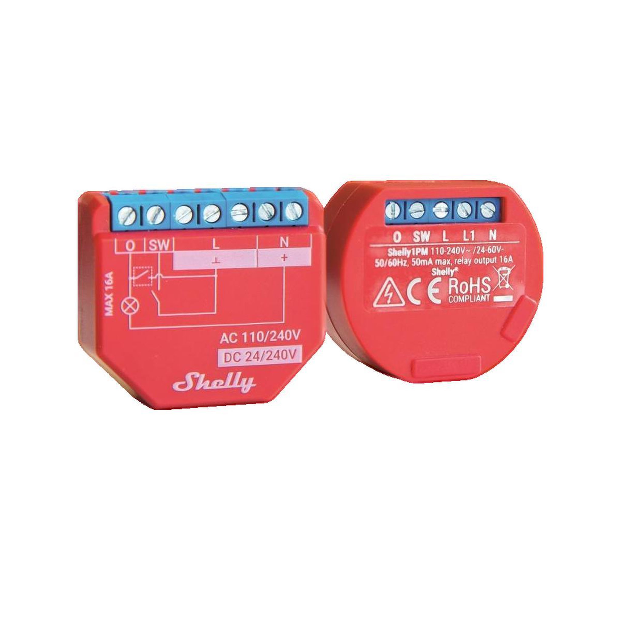 Voir la diapositive 3 : BABYSHELL Relais intelligent Shelly Shelly Plus 1PM rouge