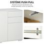 Voir la diapositive 6 : HOMCOM Commode buffet de rangement 2 tiroirs coulissants 3 portes étagère réglable panneaux de particules 117 x 36 x 74 cm blanc