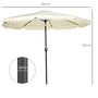 Voir la diapositive 3 : OUTSUNNY Parasol octogonal inclinable Ø 2,68 x 2,32H m mât acier noir polyester haute densité 180 g/m² crème