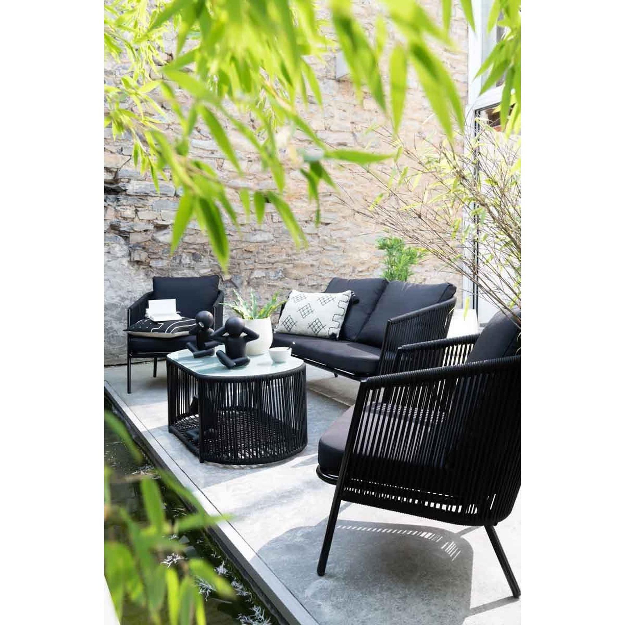 Voir la diapositive 3 : J-LINE Coussin déco  forme graphique  40x60cm gris