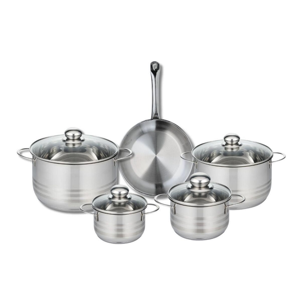 ELO Ensemble de 1 Poêle de cuisson 24 cm et 4 faitouts 14, 16, 20 et 24 cm Elo Profi Brillant
