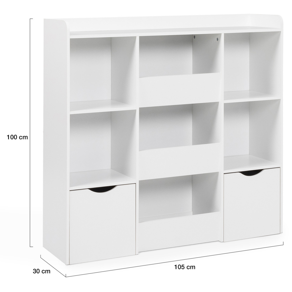 ID MARKET Meuble de rangement enfant MANA 5 étagères, 3 bacs et 2 cubes sur roulettes blanc