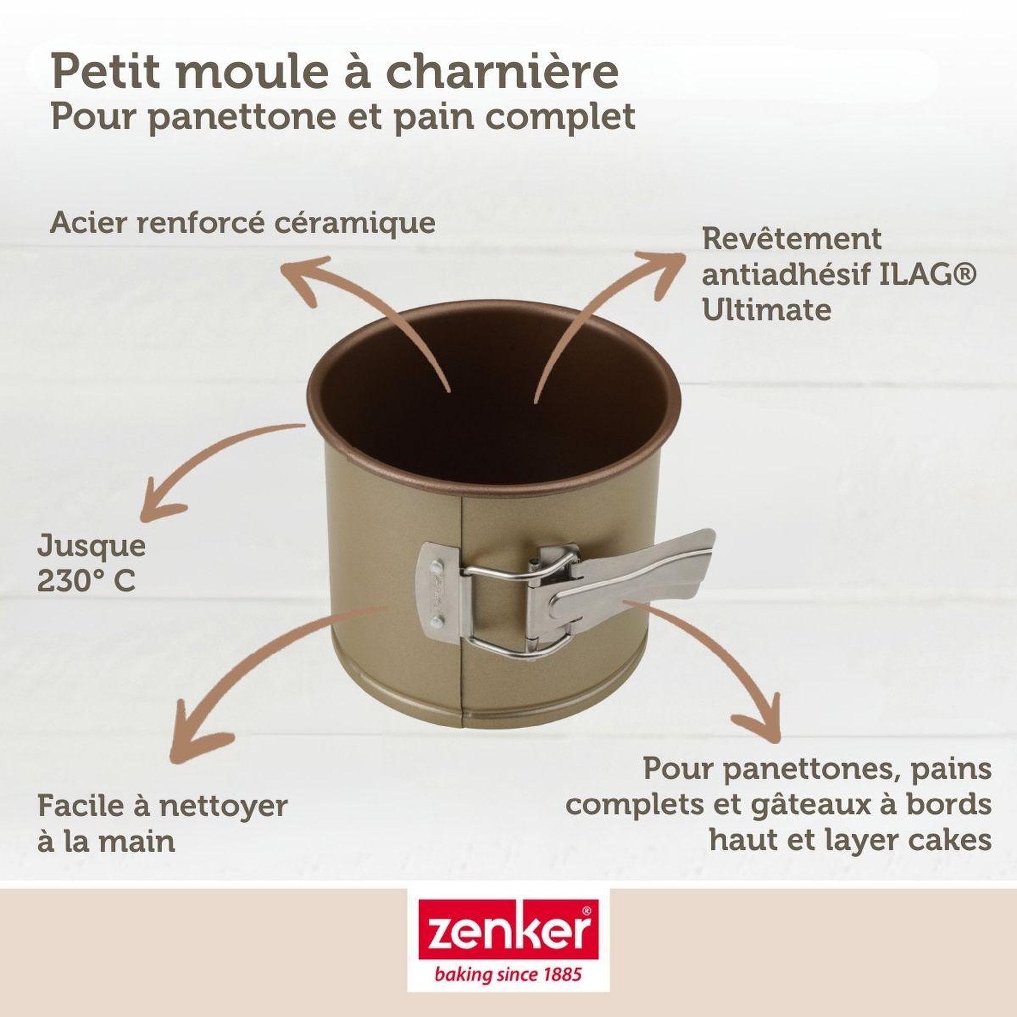 Voir la diapositive 4 : ZENKER Lot de 2 moules à gâteaux 12 cm en acier zenker mojave gold