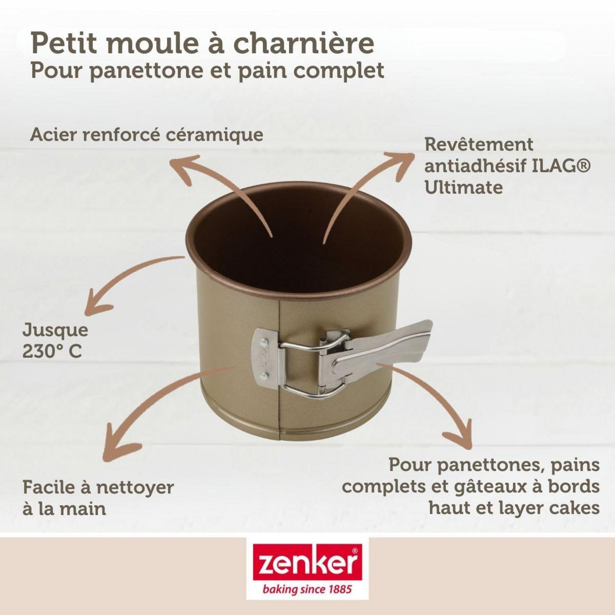 ZENKER Ensemble de 2 Petits Moules à panettone 12 x 10 cm Zenker Mojave Gold