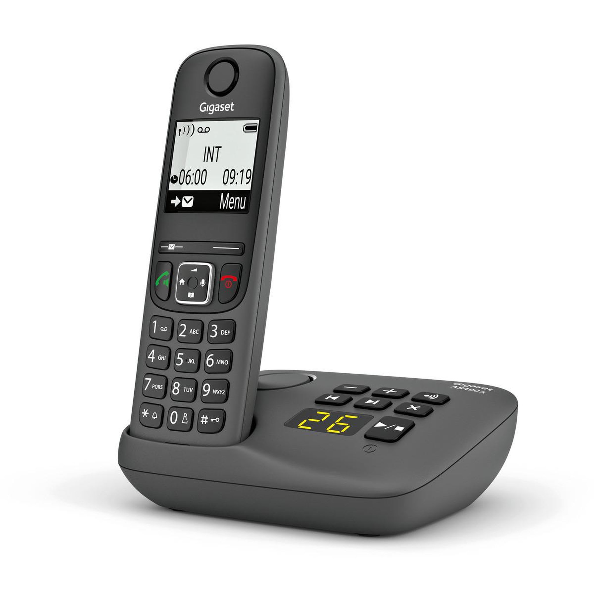 Voir la diapositive 3 : GIGASET TÉLÉPHONE SANS FIL GIGASET AS490A RÉPONDEUR MAINS LIBRES NOIR