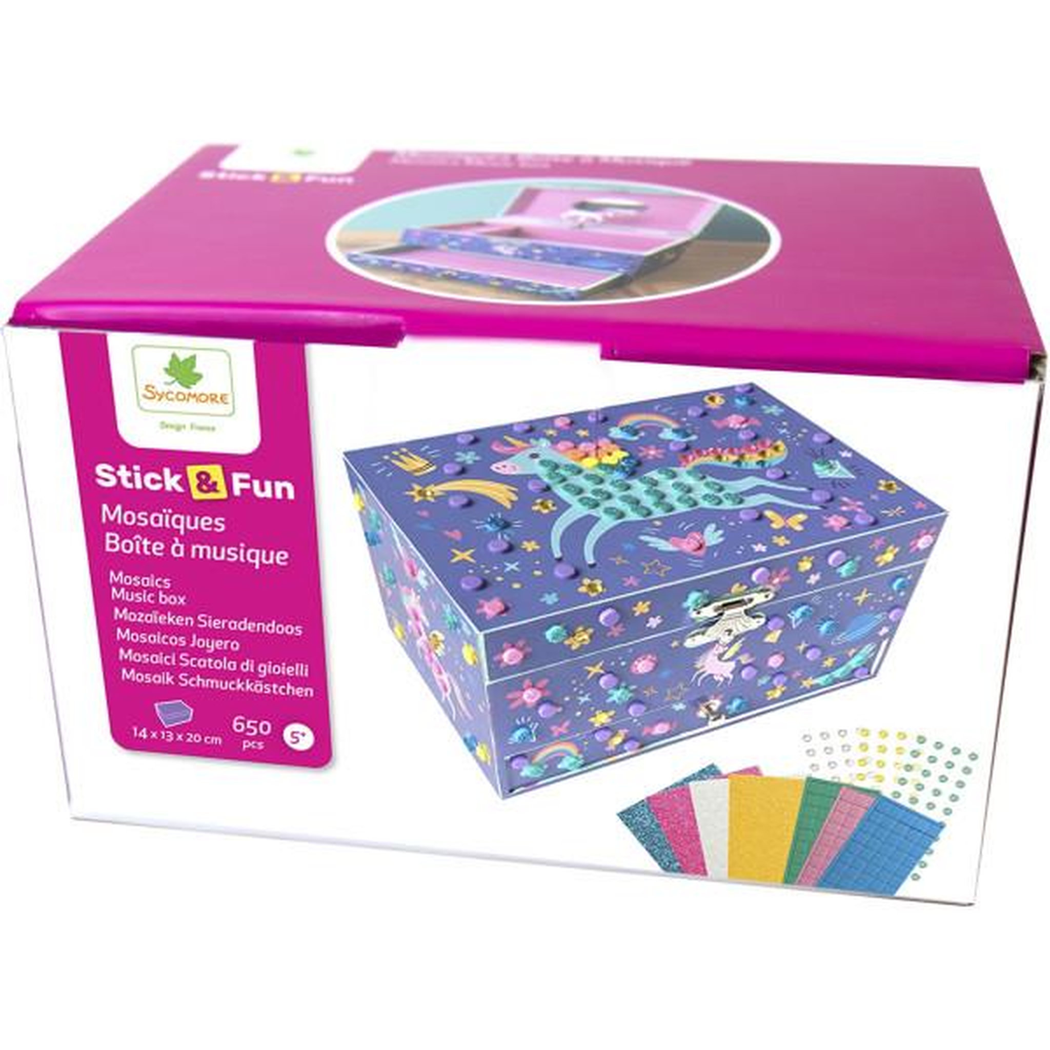 Voir la diapositive 6 : SYCOMORE 3D Mosaiques - SYCOMORE - Stick'N Fun - Boîte a musique Licorne - Des 5 ans