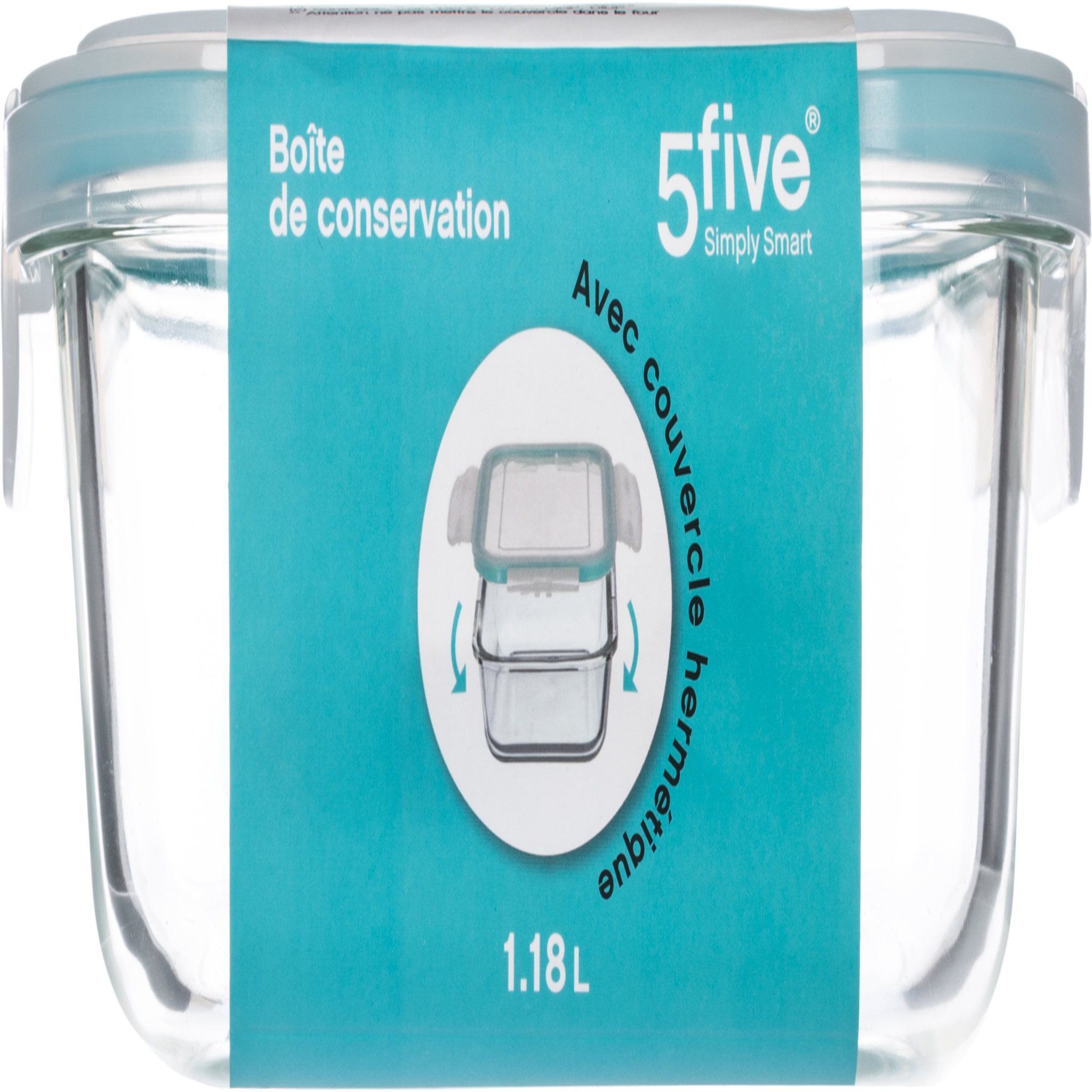 Voir la diapositive 2 : Boite verre carrrée CLIPEAT 1,18 L