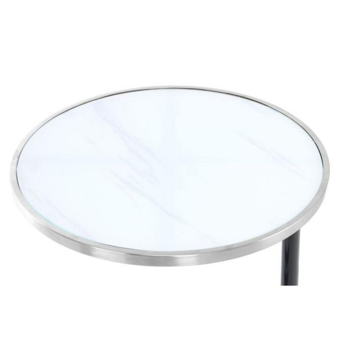 Paris Prix Table d'Appoint Design  Servant  62cm Argent & Blanc