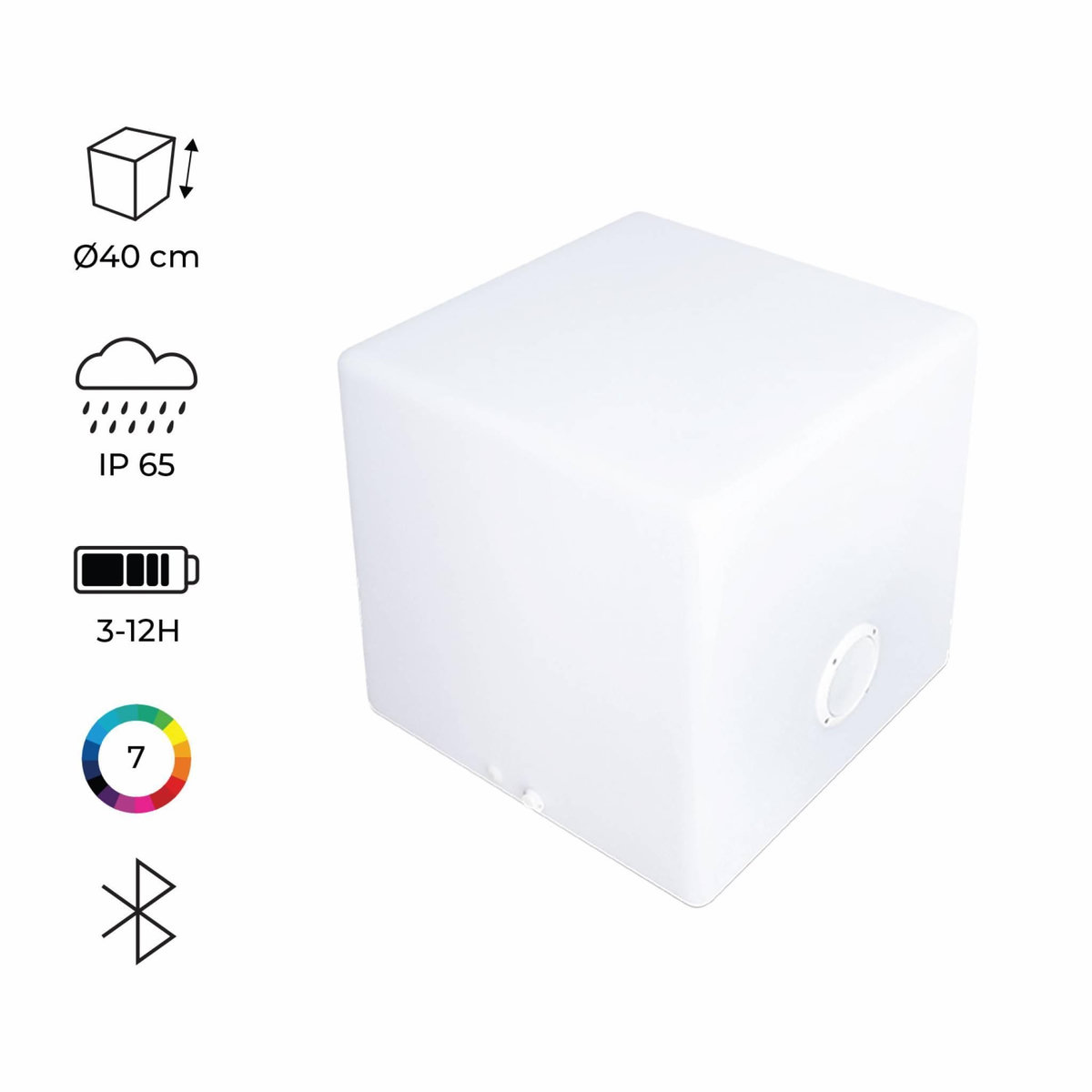 SWEEEK Enceinte Bluetooth lumineuse LED multicolore pour l'extérieur rechargeable - 7 couleurs