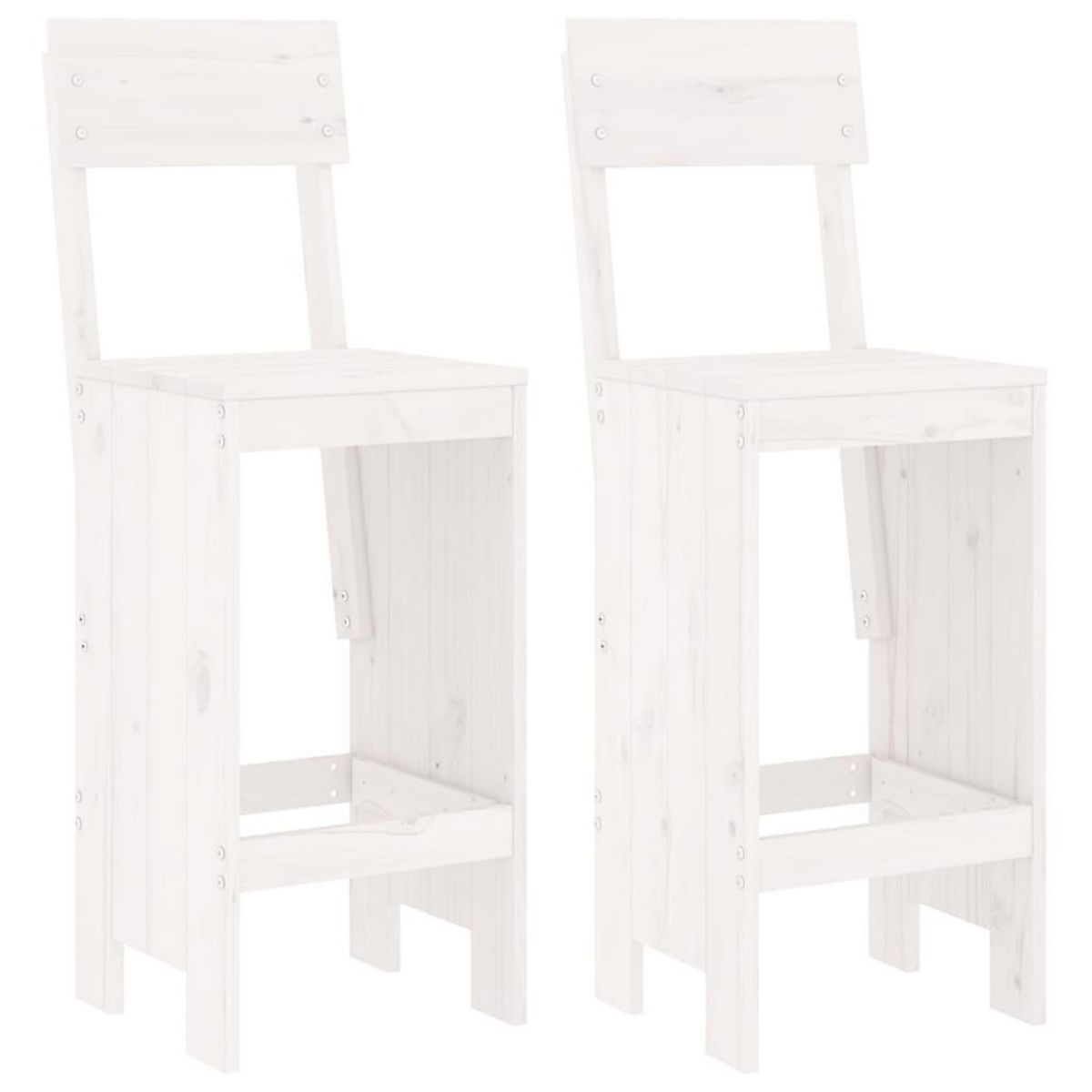 VIDAXL Ensemble de bar de jardin 3 pcs blanc bois de pin massif