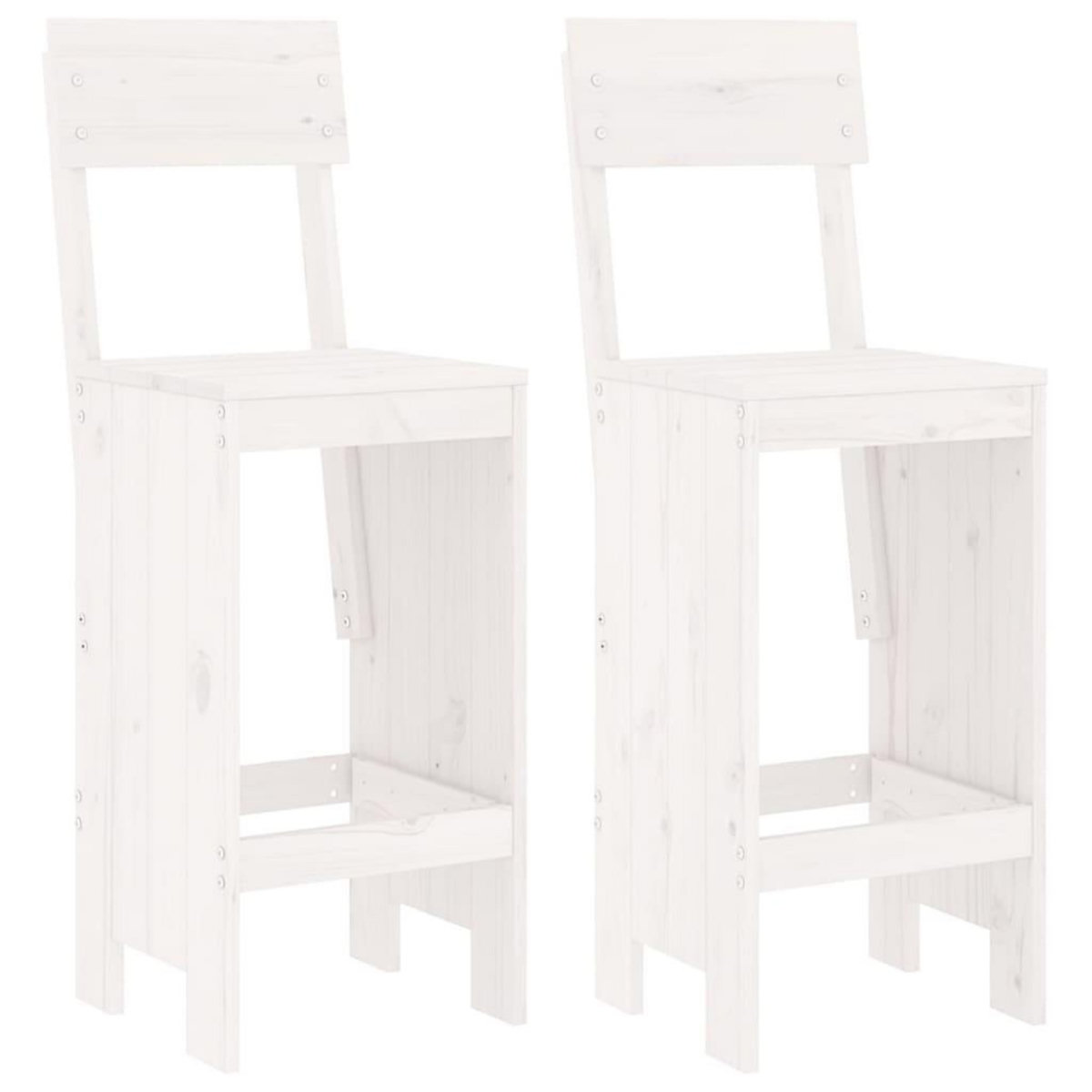 VIDAXL Ensemble de bar de jardin 3 pcs blanc bois de pin massif