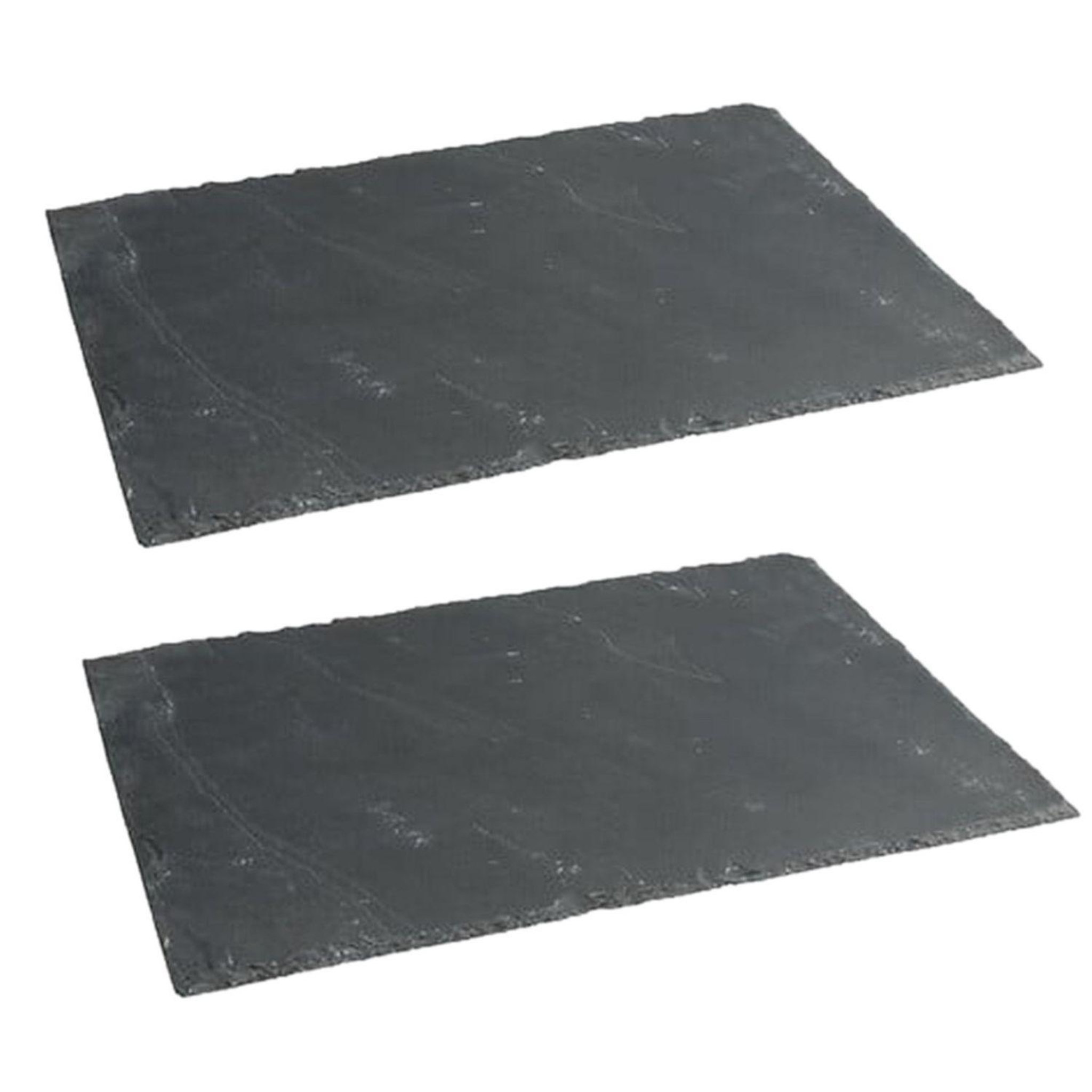 TOILINUX Lot de 2 assiettes de présentation en ardoise - 40 x 30 cm - gris foncé